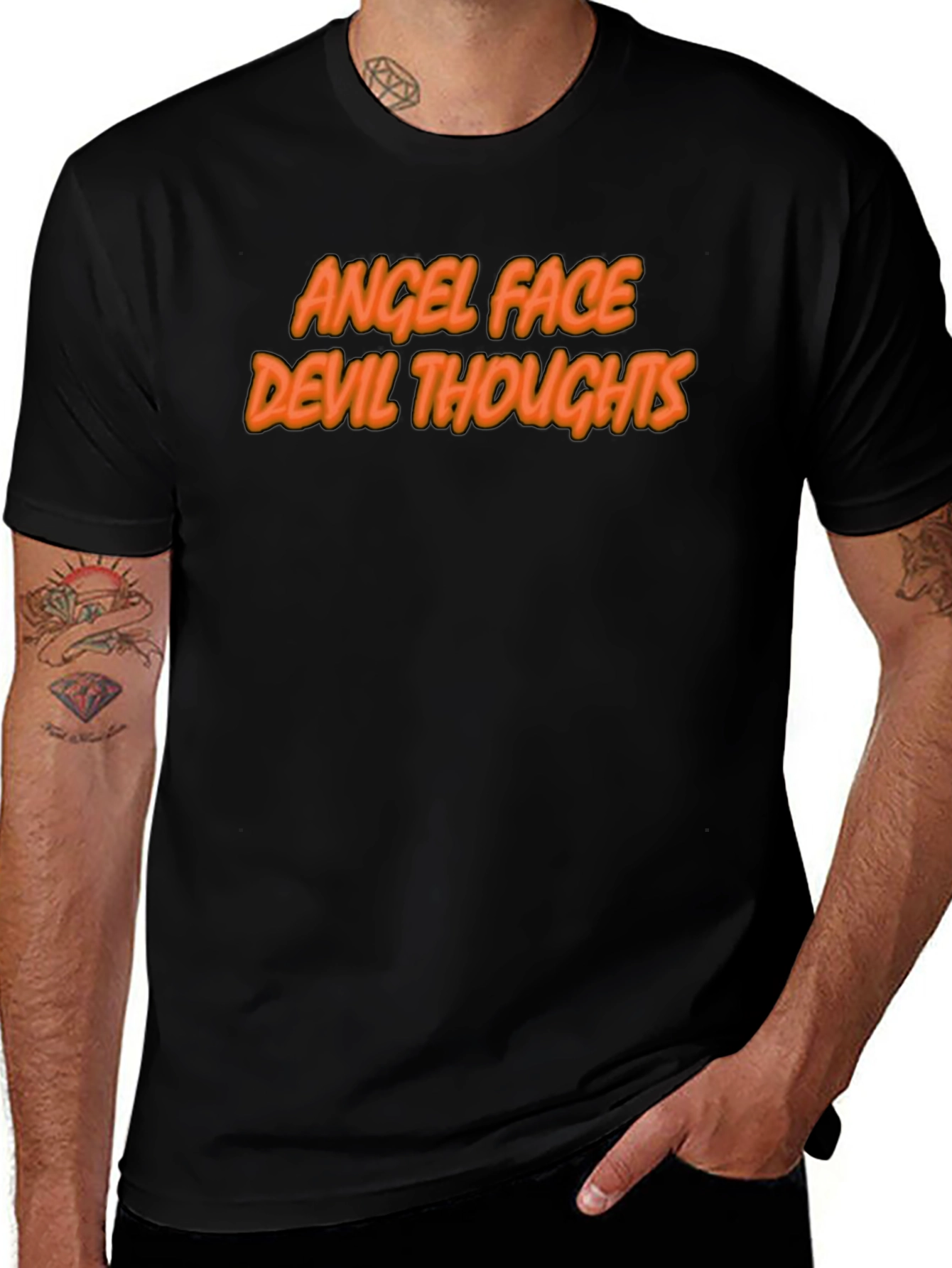 Variant 21 of Angel Face Devil Thoughts Graphic T-Shirt