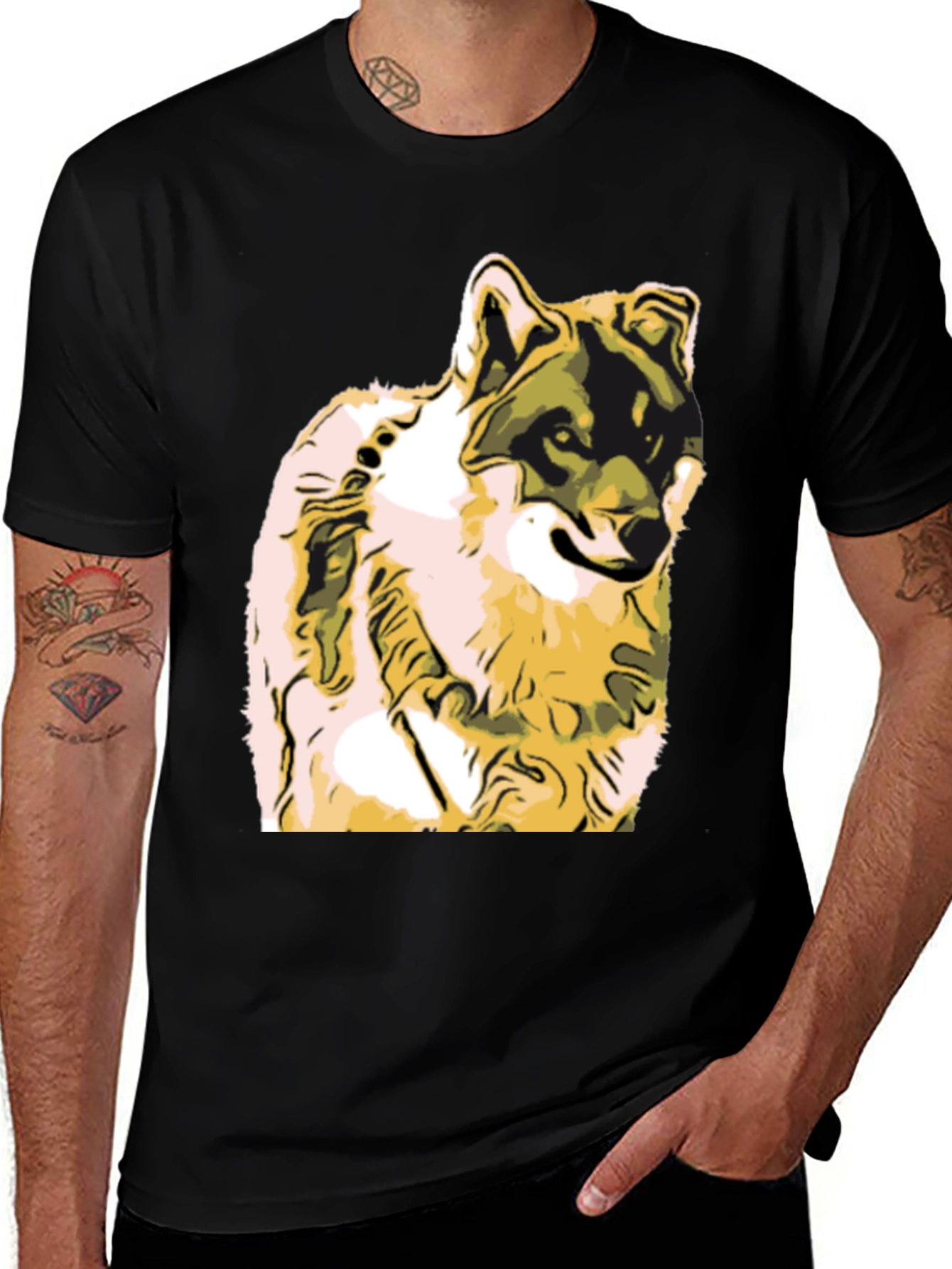Variant 16 of Wolf Graphic Print Black T-Shirt