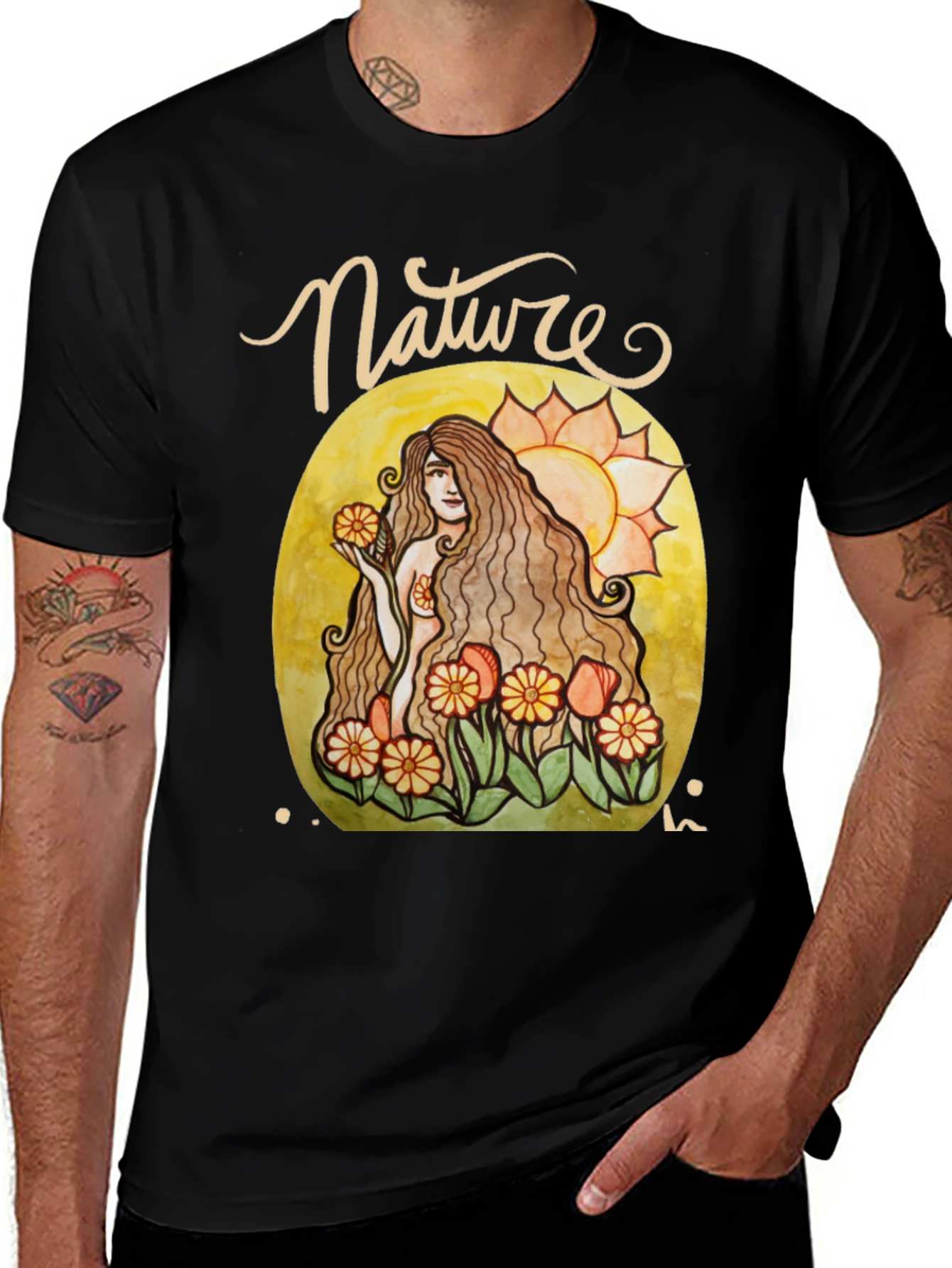 Variant 13 of Nature Lady Graphic T-Shirt - Artistic Design
