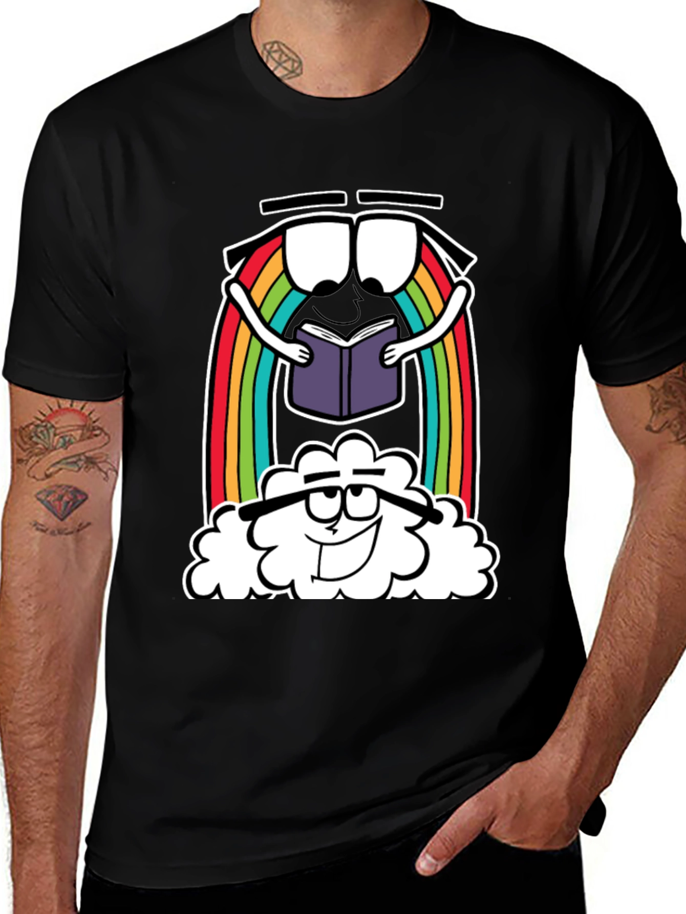 Variant 6 of Rainbow Cloud Reading Book Graphic Tee