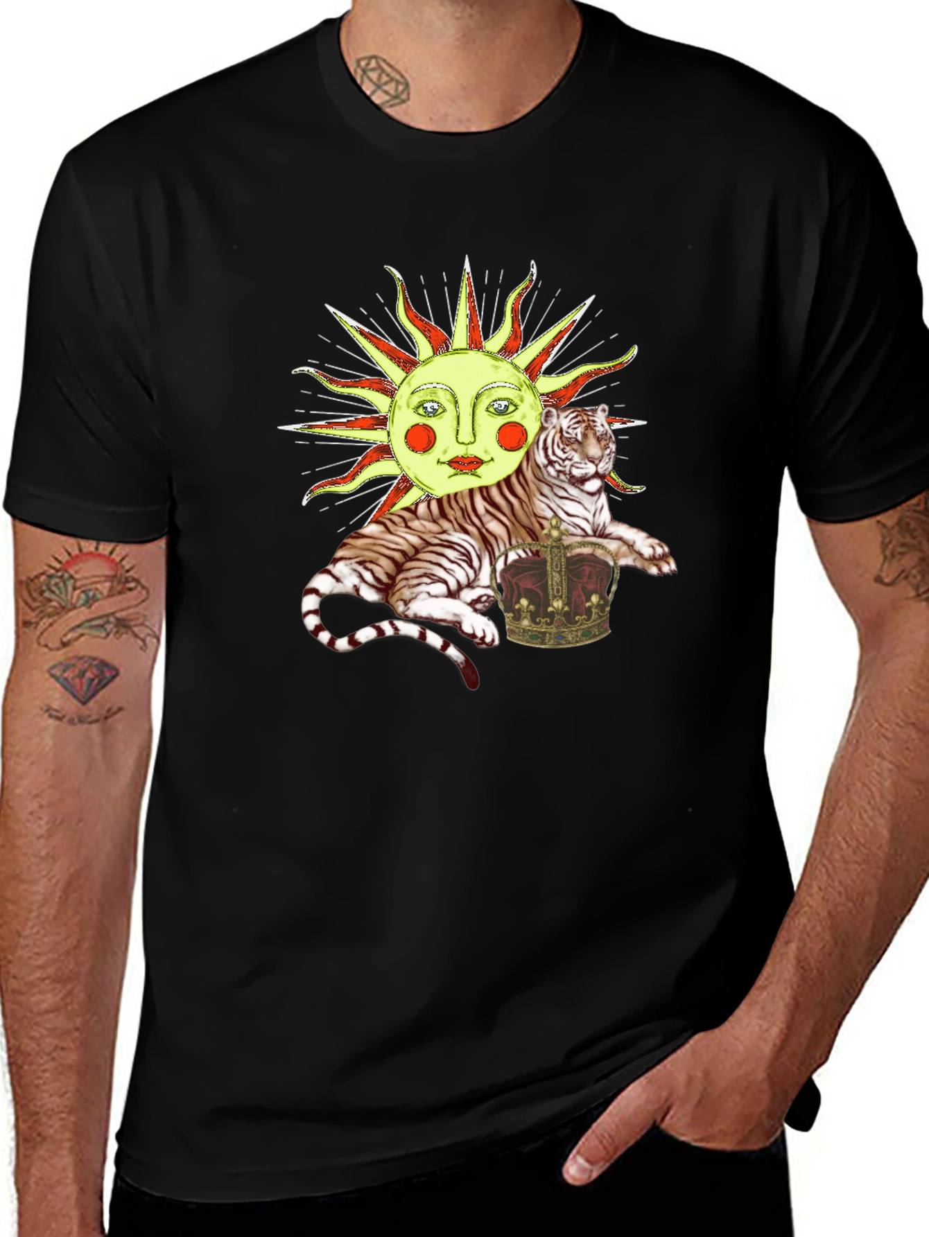 Variant 2 of Sun Tiger Crown Graphic Tee - Unique Design