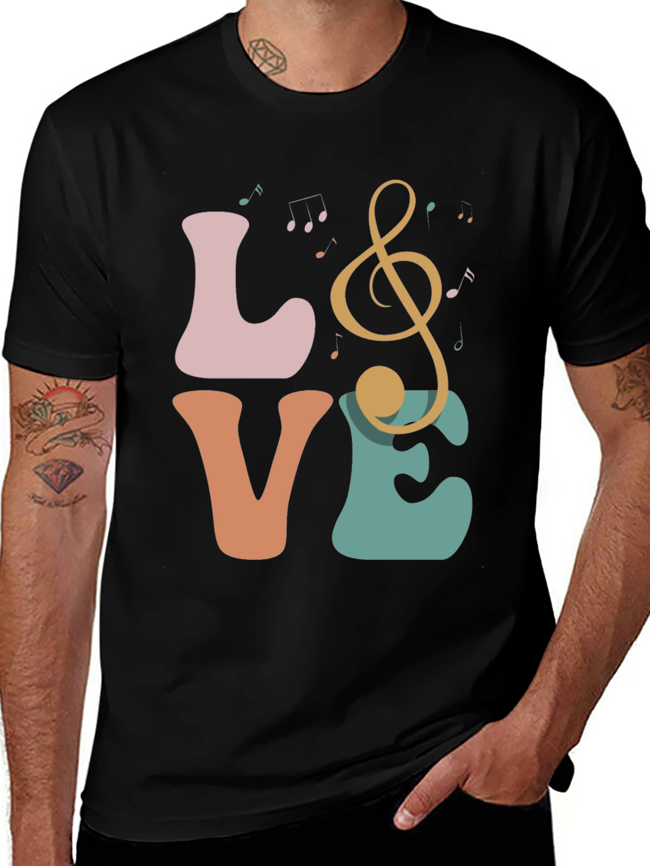 Variant 27 of Love Music Treble Clef Graphic T-Shirt