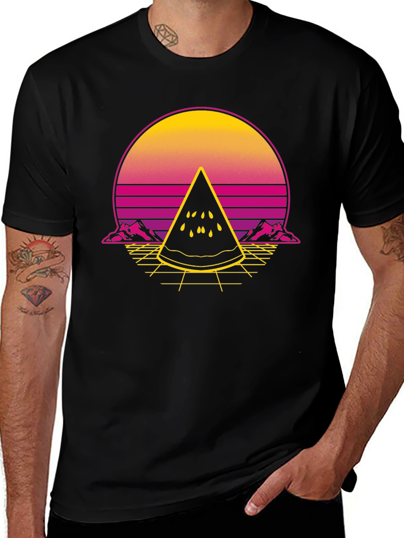 Variant 19 of Retro Sunset Watermelon Slice T-Shirt