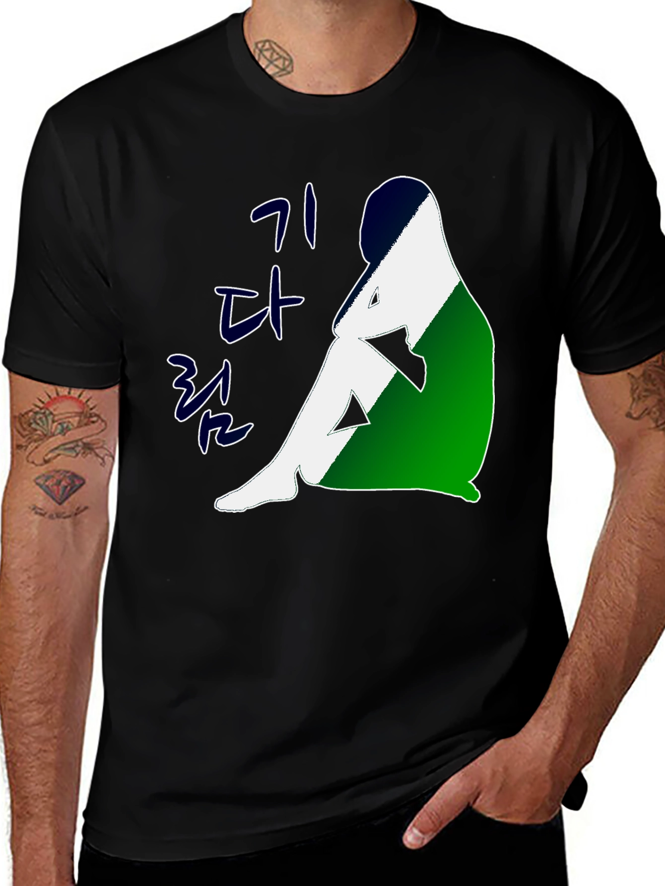 Variant 23 of Korean Art Graphic Tee - Unisex Black T-Shirt