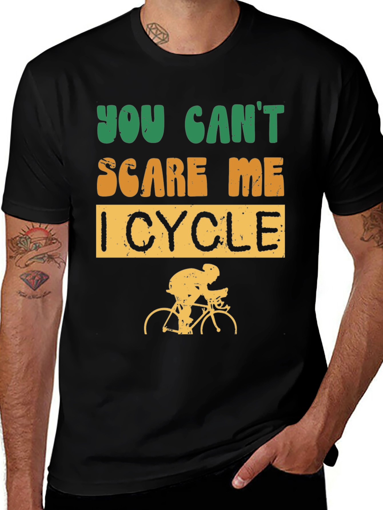 Variant 25 of Funny Cycling T-Shirt - You Can't Scare Me, I Cycle
