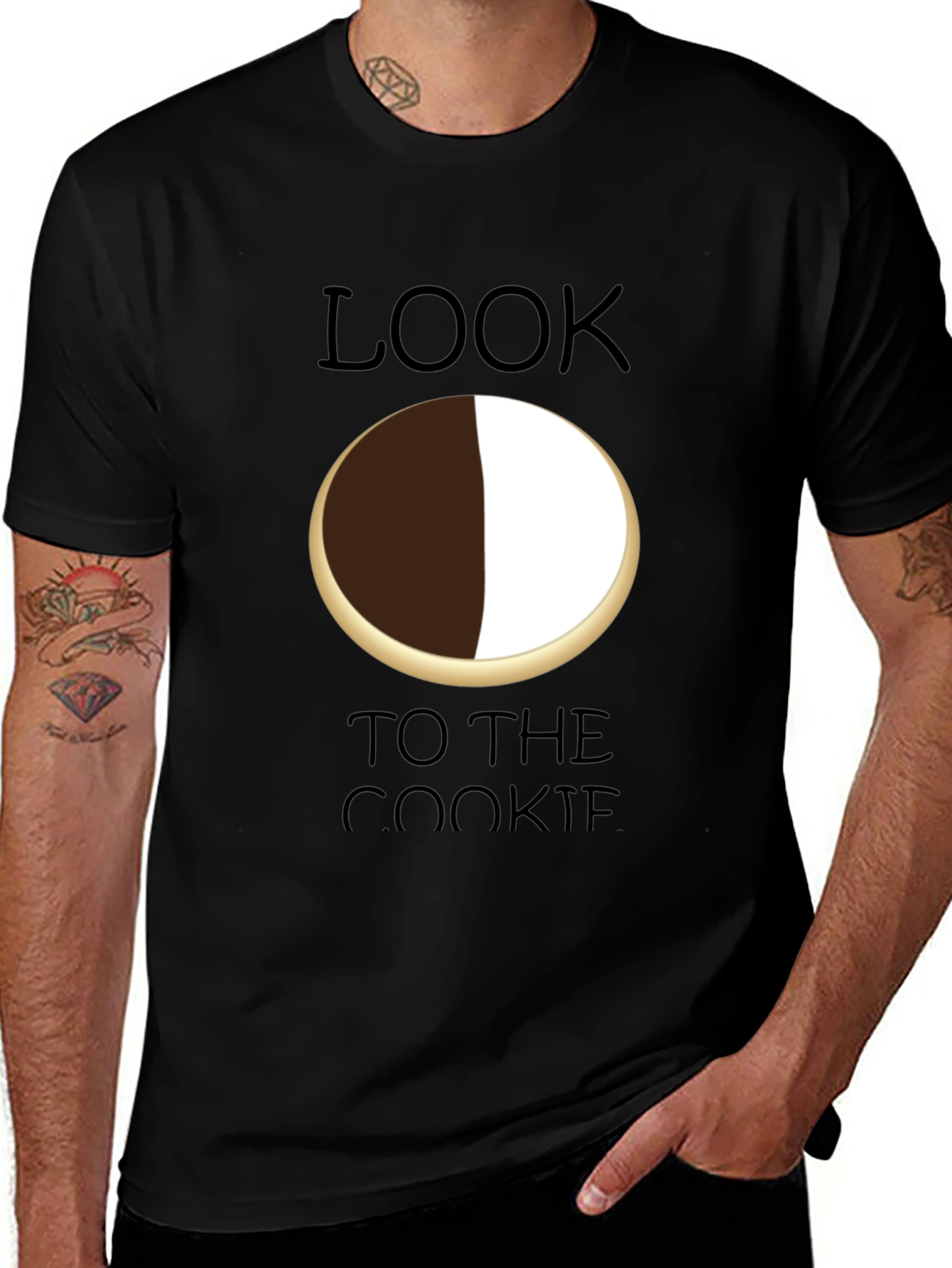 Variant 8 of Look to the Cookie T-Shirt - Black & White Cookie Design