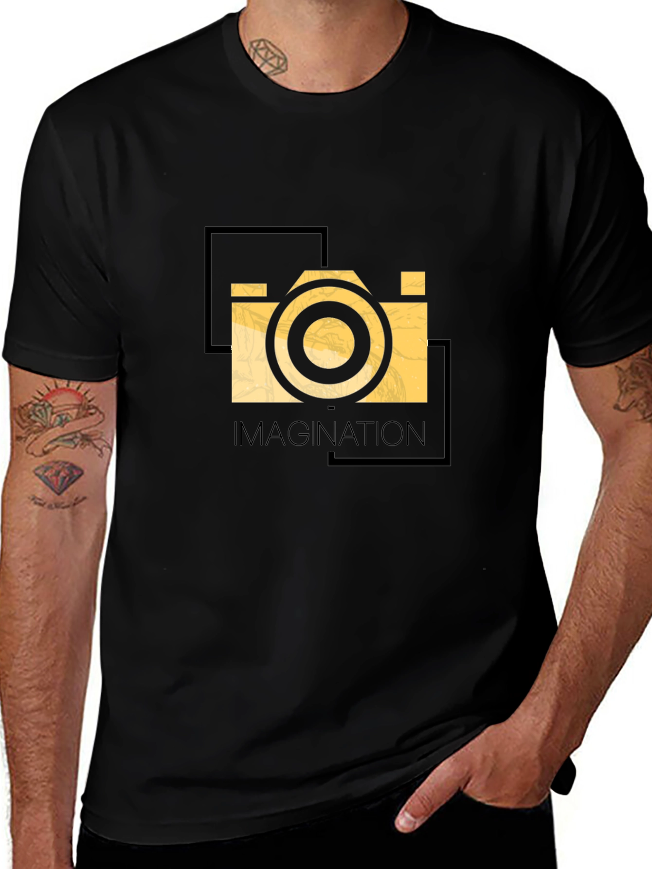 Imagination Camera Graphic T-Shirt - Black Cotton Blend