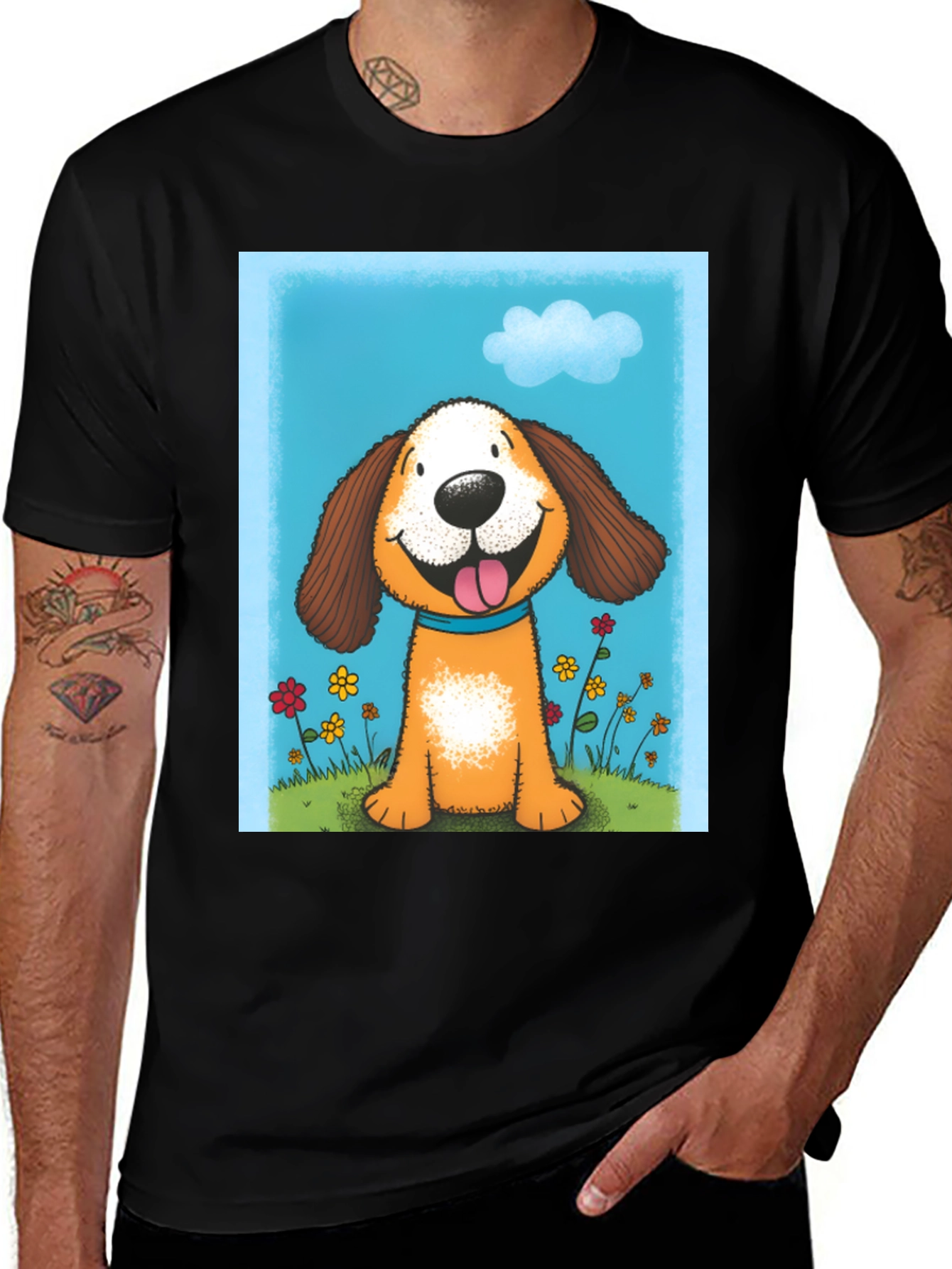 Variant 4 of Cartoon Dog Graphic T-Shirt - Fun, Whimsical Design