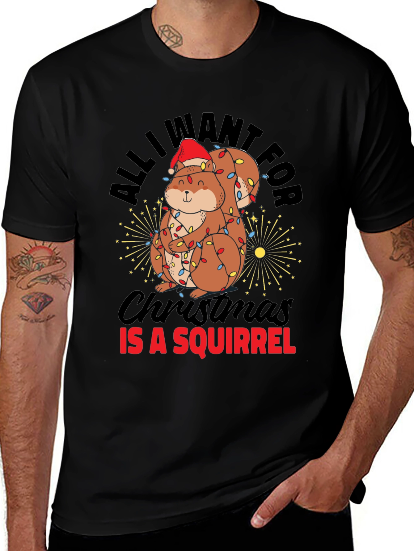Christmas Squirrel T-Shirt - Holiday Graphic Tee