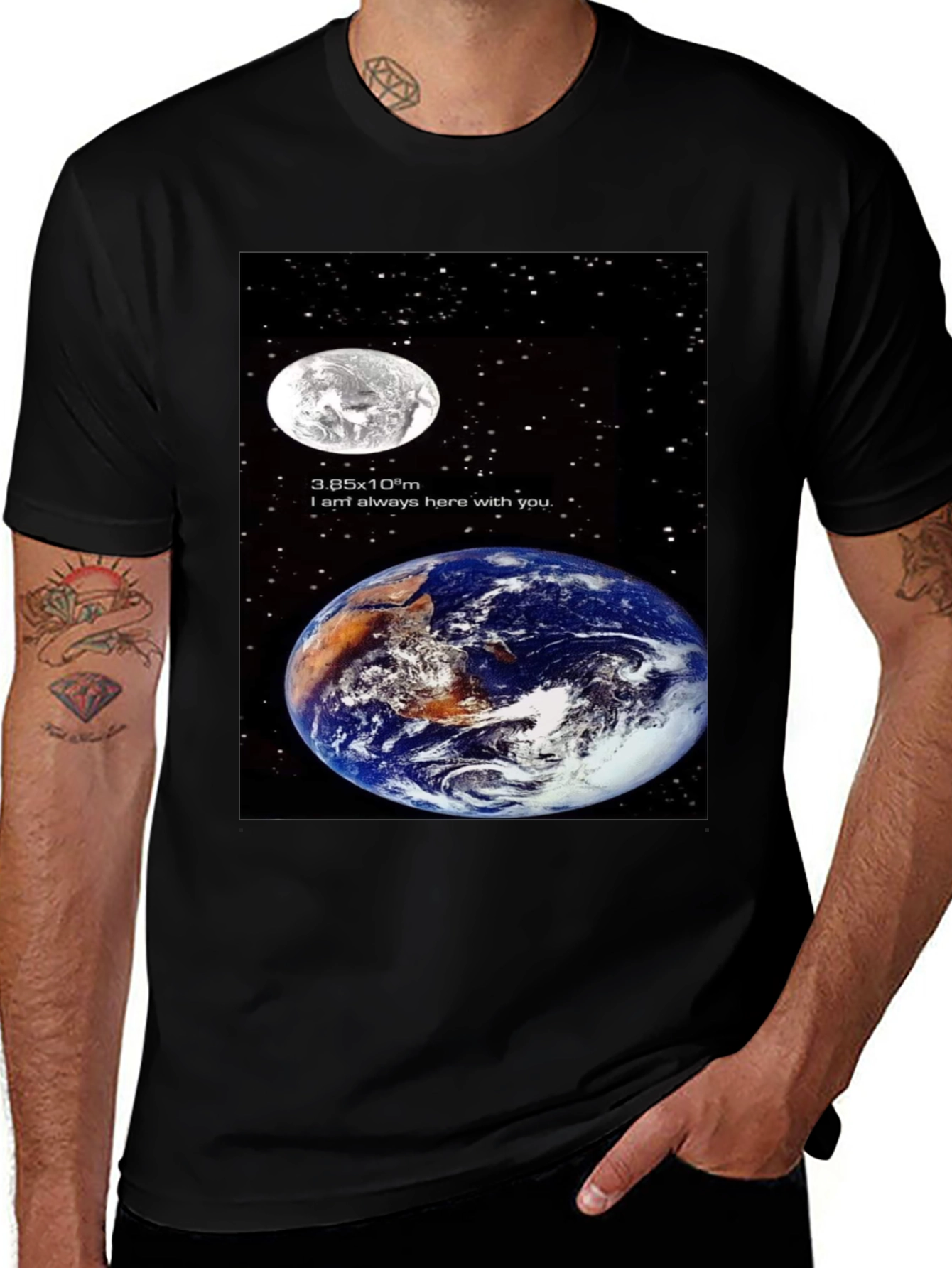 Variant 29 of Earth & Moon Graphic T-Shirt - Space Lover's Tee