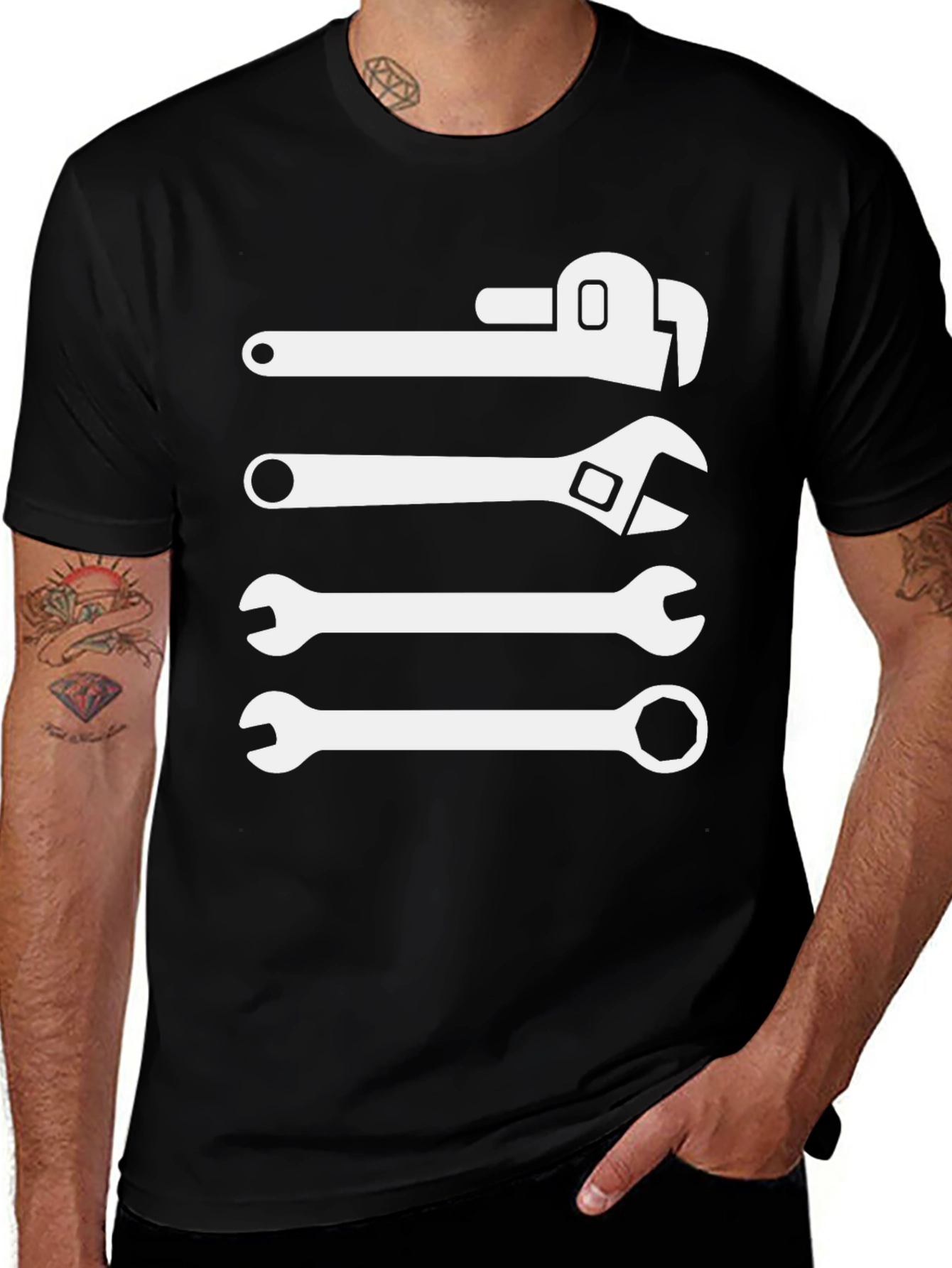 Variant 22 of Wrenching Around Black T-Shirt - Mechanic Gift