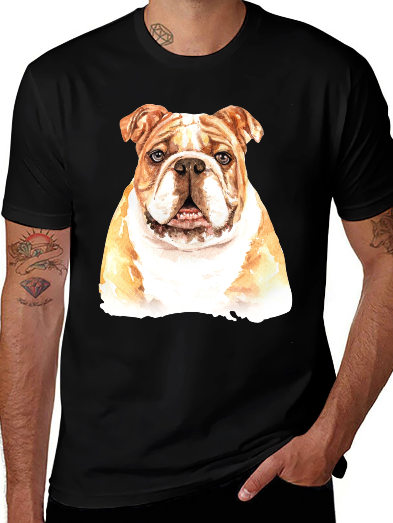 Variant 25 of Bulldog Watercolor Graphic Print T-Shirt
