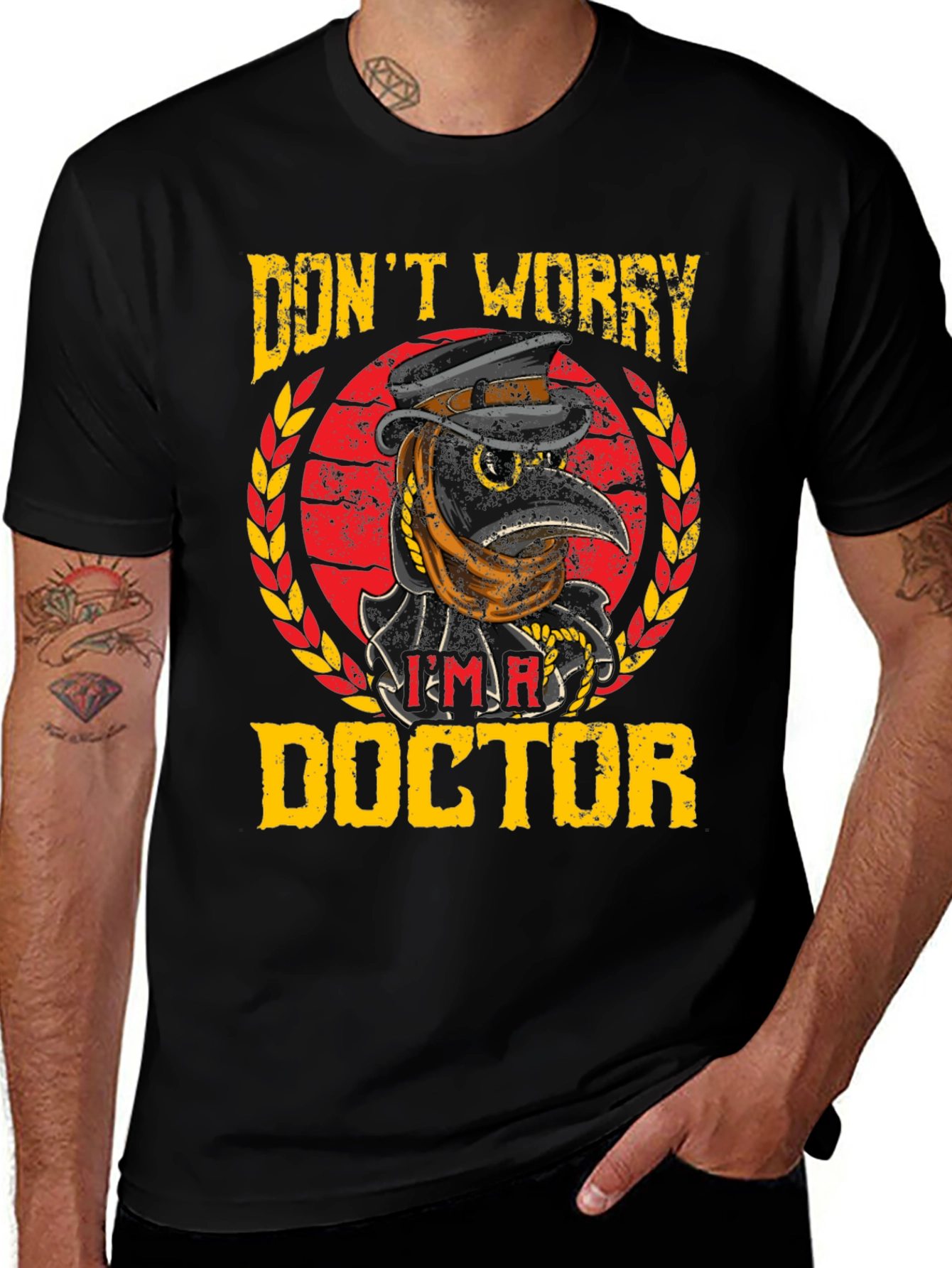 Variant 26 of Don't Worry I'm a Doctor Plague Doctor T-Shirt