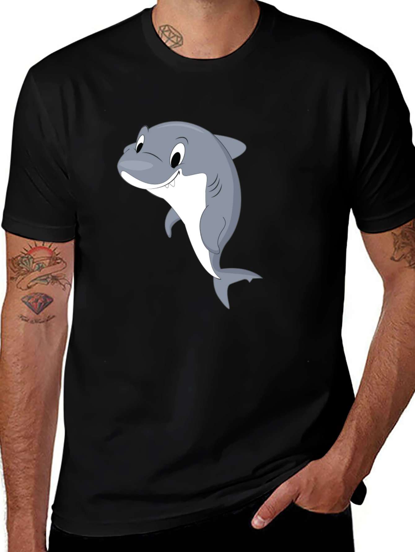 Variant 30 of Cartoon Shark Black T-Shirt