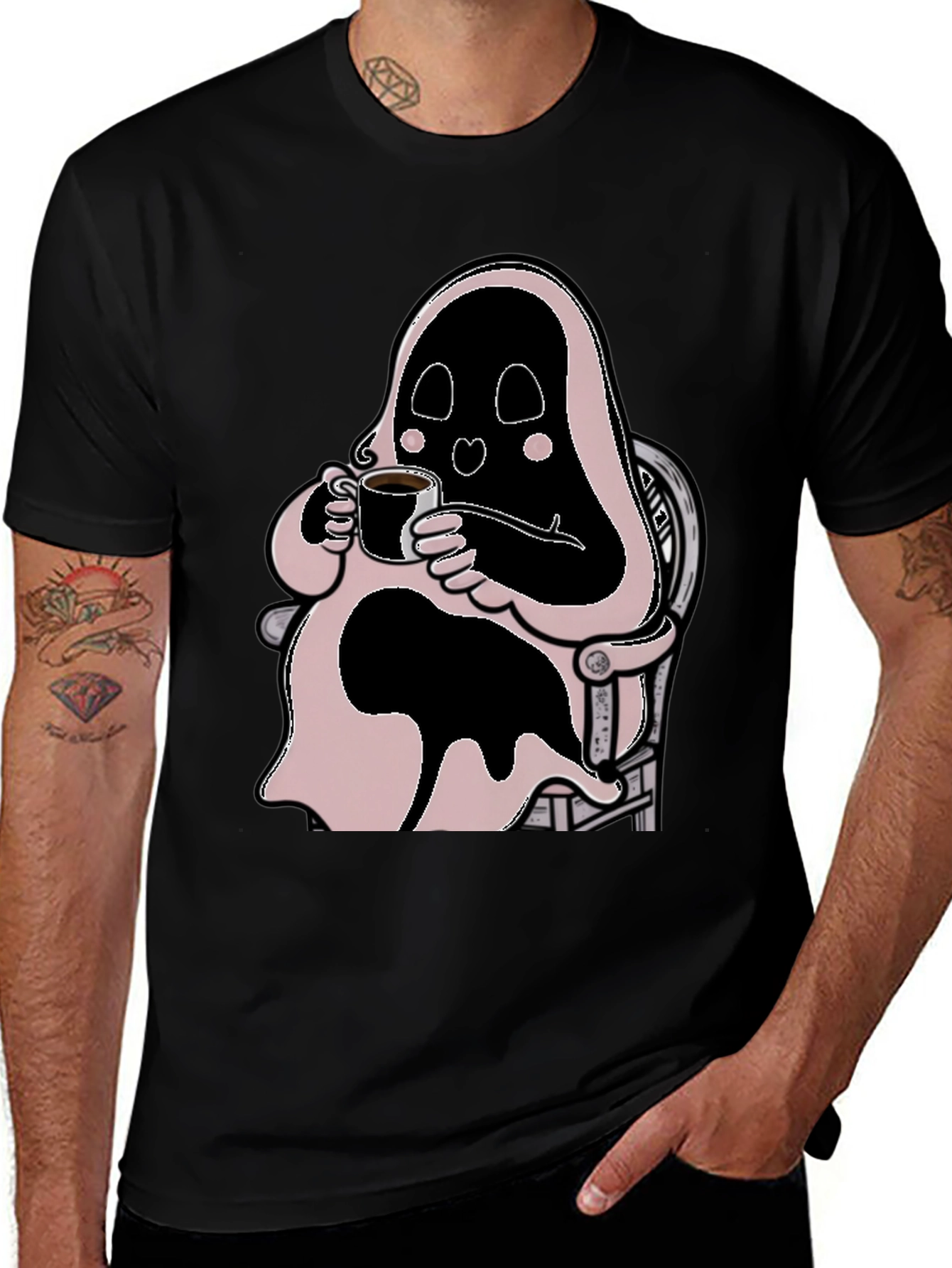 Variant 7 of Ghost Coffee T-Shirt - Spooky Relaxed Style
