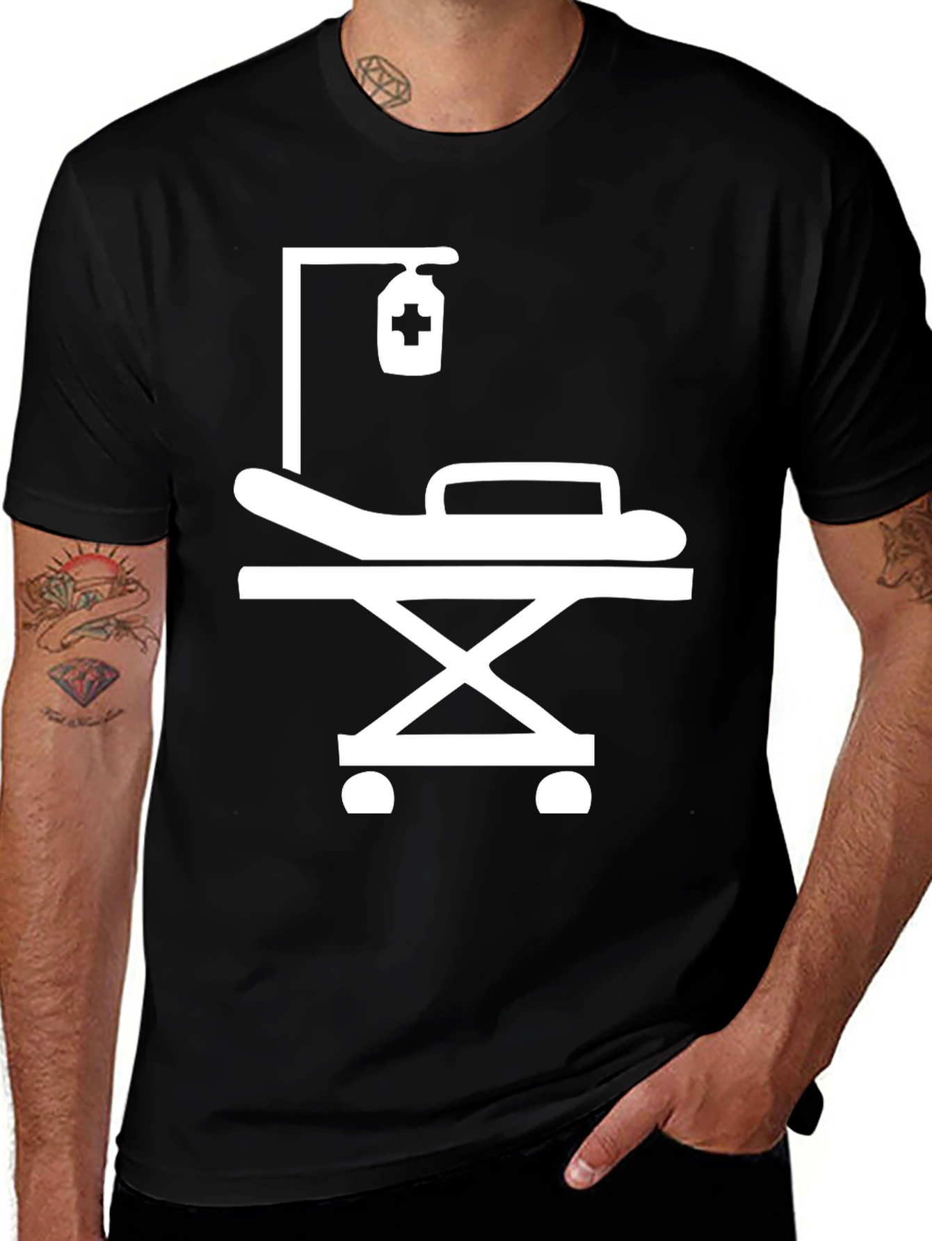 Variant 9 of Medical Gurney Graphic Tee - Black Comfort