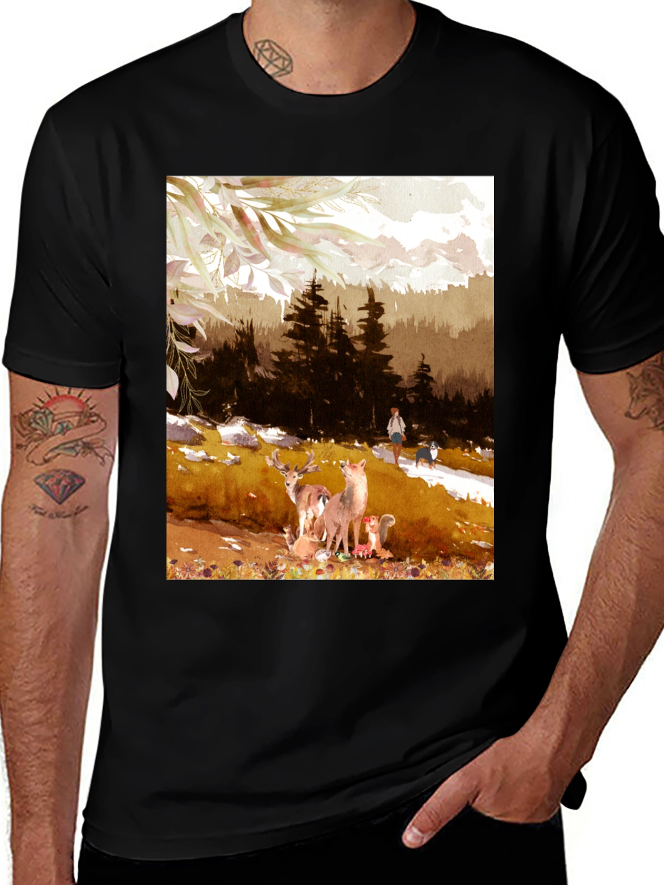 Variant 2 of Nature Scene Graphic Tee - Black