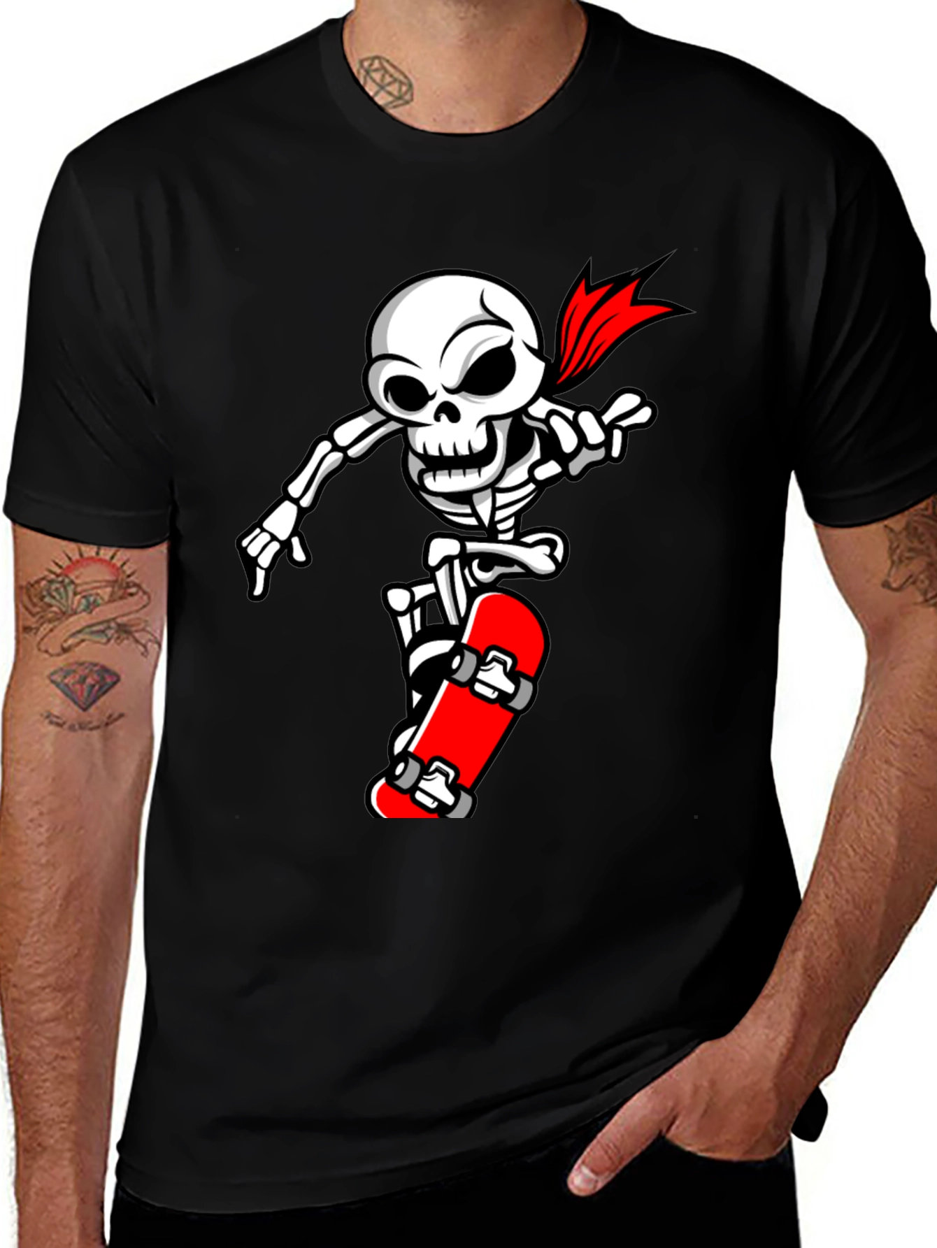 Variant 17 of Skateboard Skeleton T-Shirt - Cool Cartoon Design
