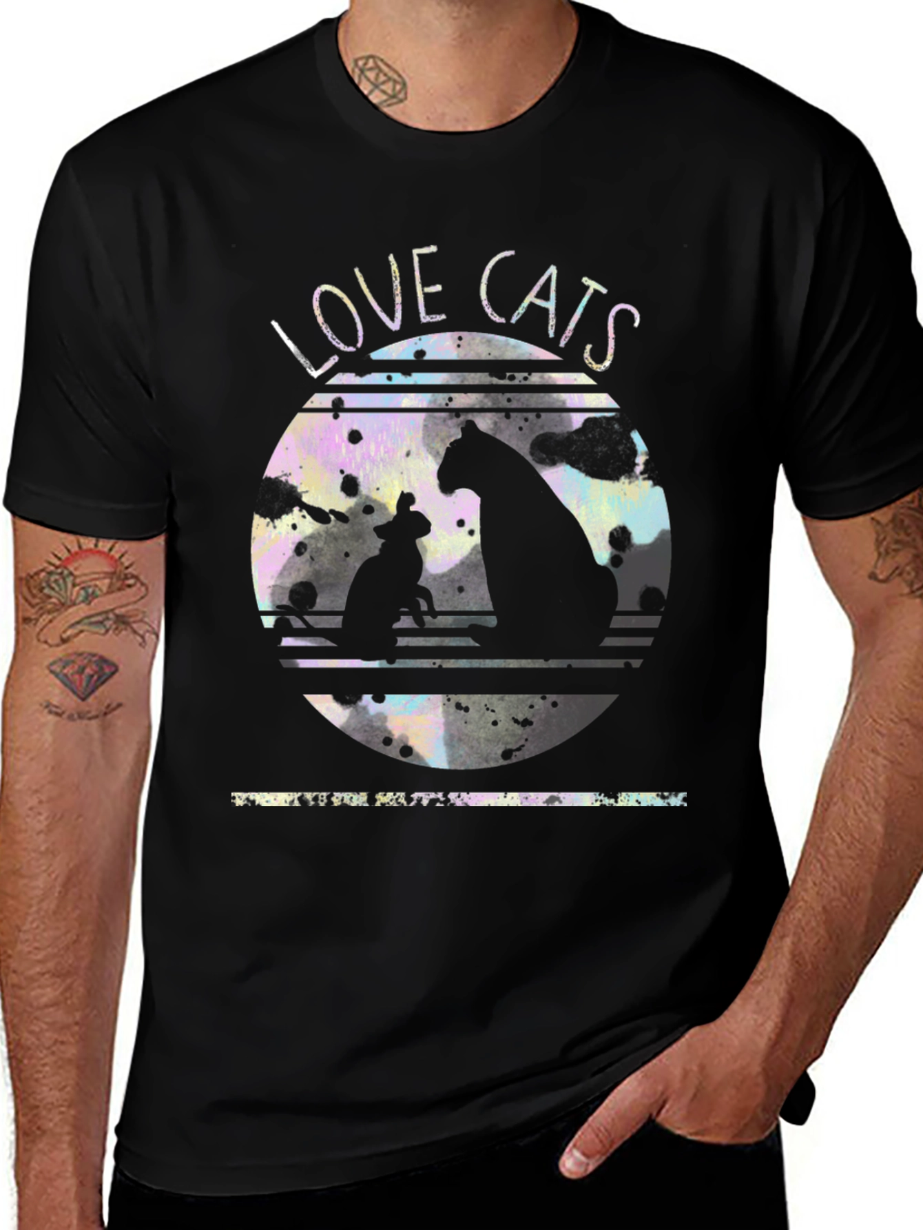 Variant 14 of Love Cats Graphic Tee - Black Unisex T-Shirt