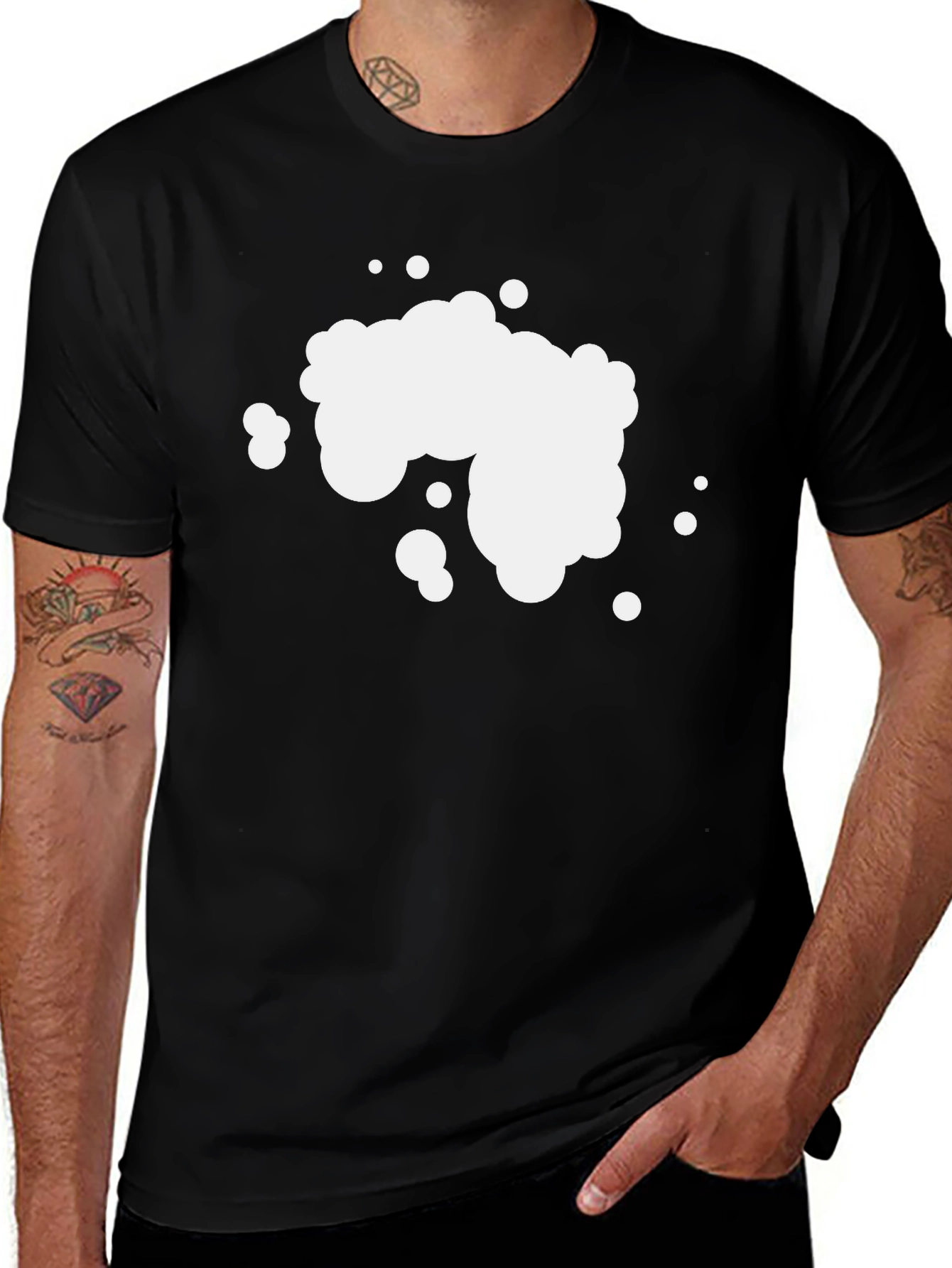 Black Men's Black Graphic T-Shirt - Abstract Bubble Design main image