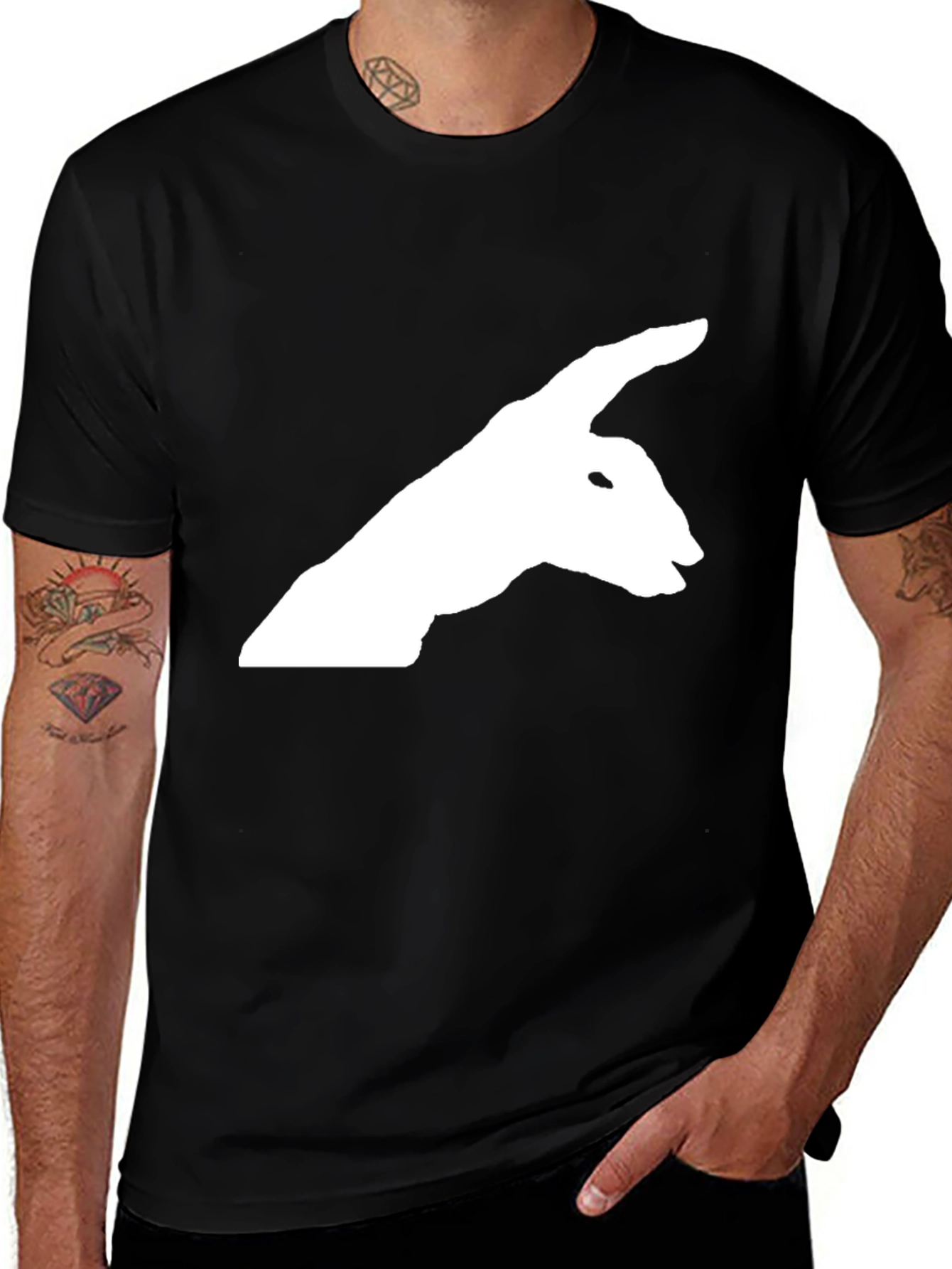 Variant 8 of Shadow Puppet T-Shirt - Fun Hand Art Tee