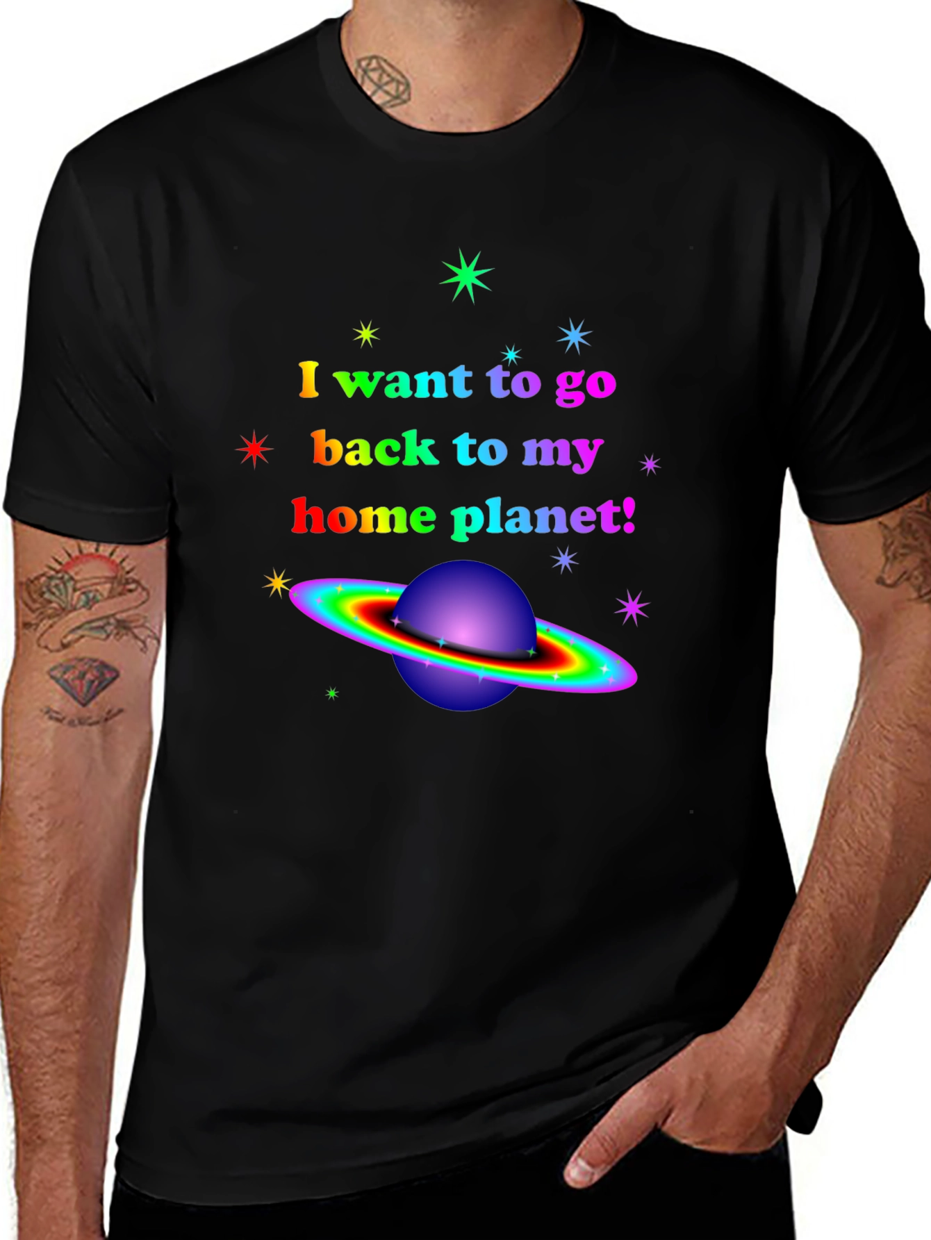 Variant 11 of Rainbow Planet T-Shirt - I Want To Go Home