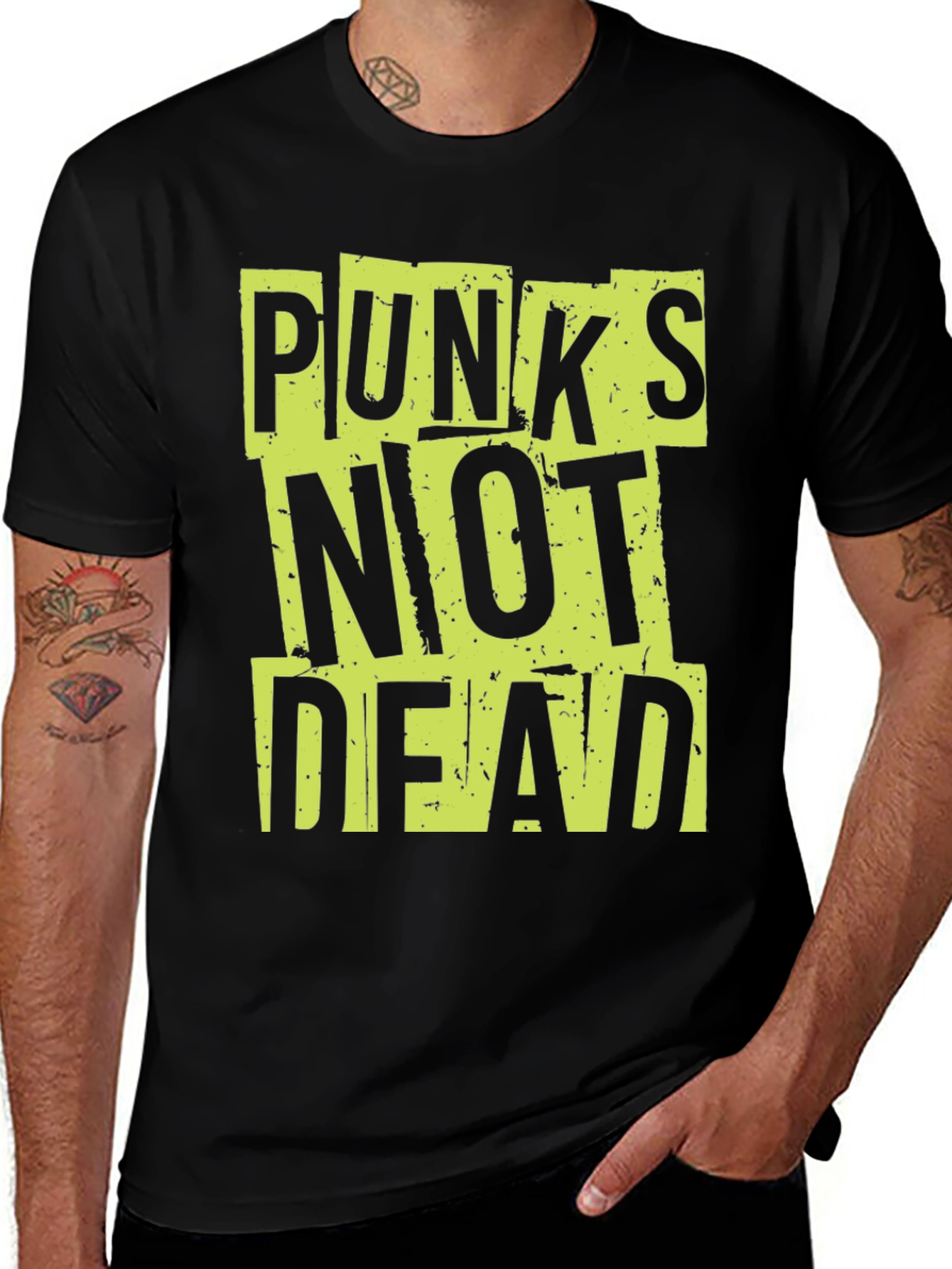 Variant 17 of Punk's Not Dead Graphic Tee - Men's Black T-Shirt