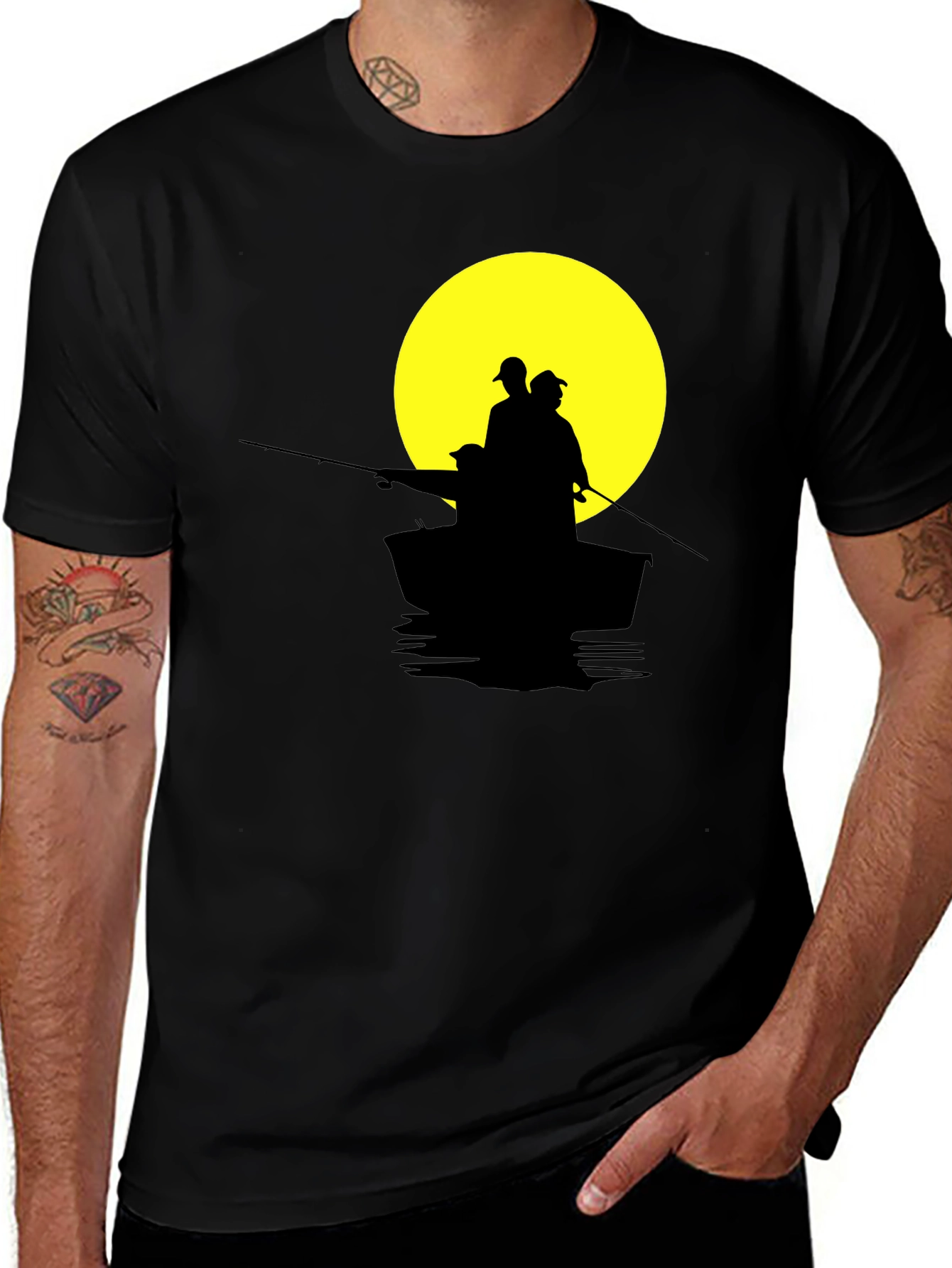 Variant 7 of Fishing Boat Silhouette T-Shirt