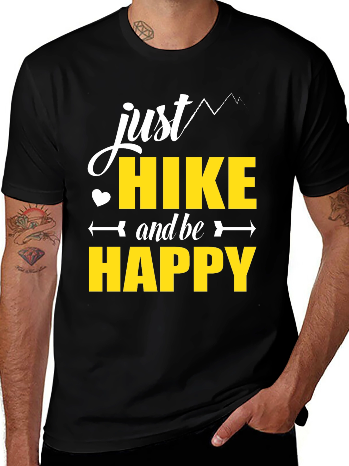 Variant 26 of Just Hike and Be Happy Black T-Shirt