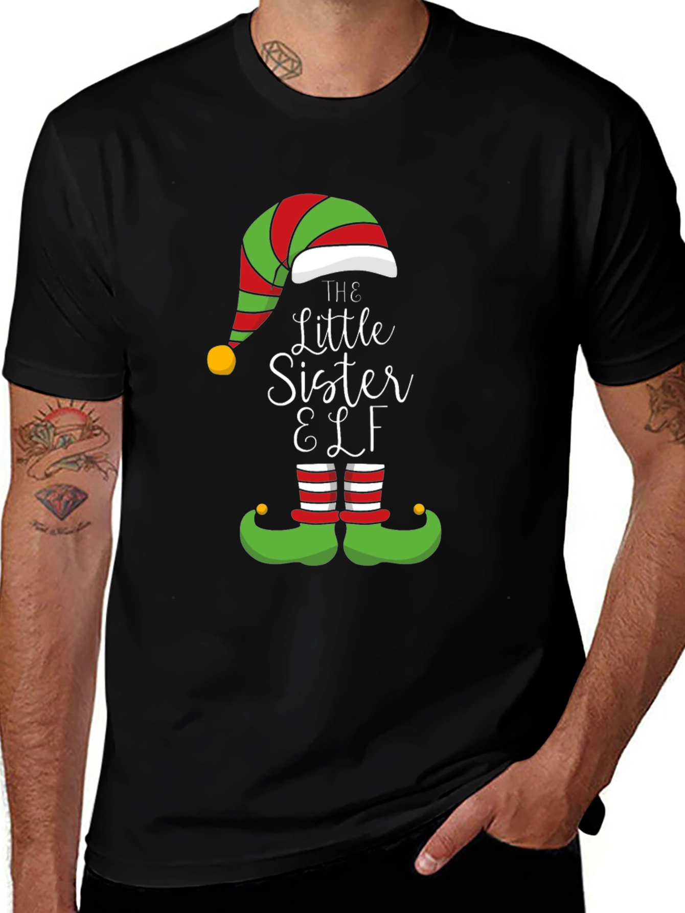 Little Sister Elf Christmas T-Shirt