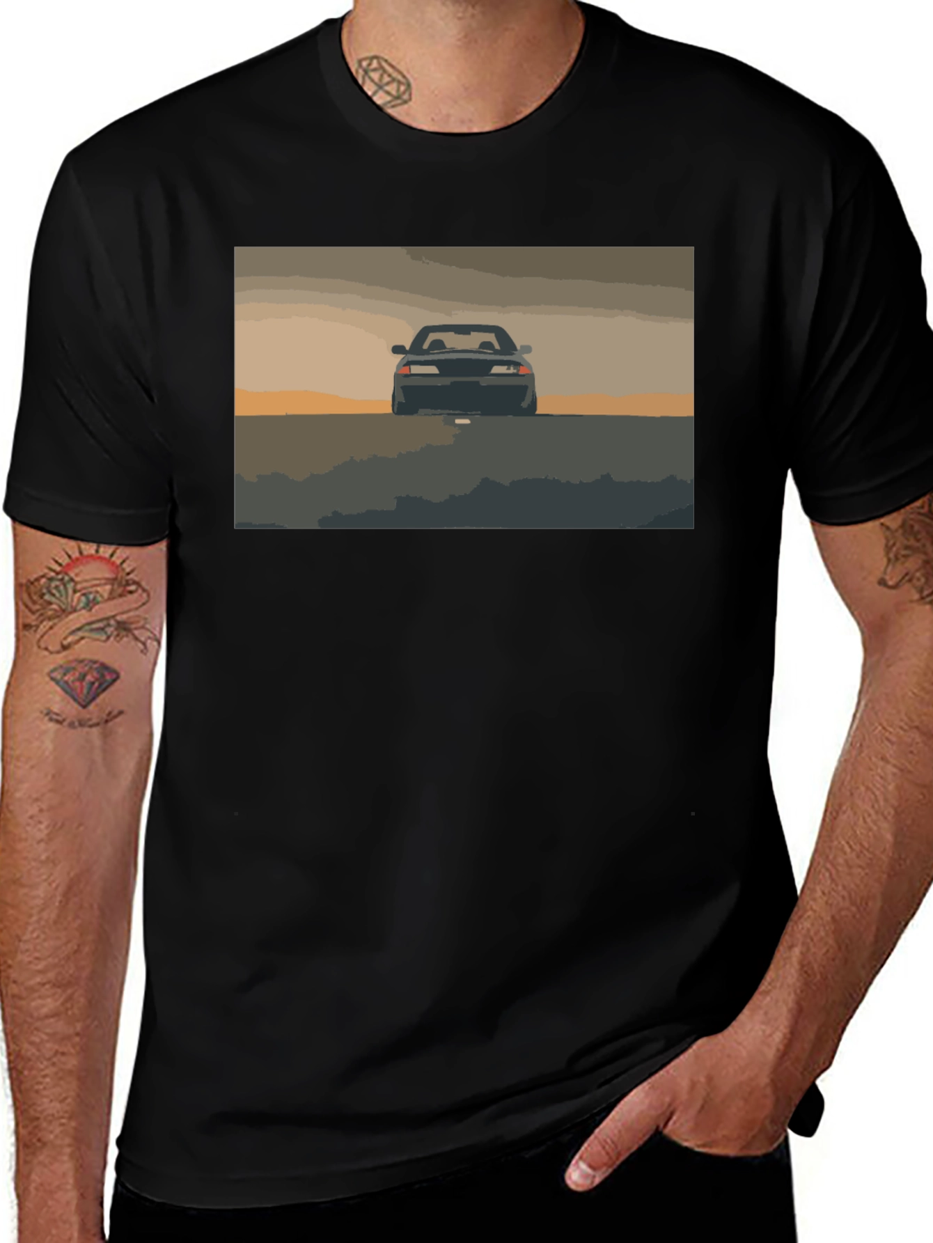 Retro Car Graphic Black T-Shirt