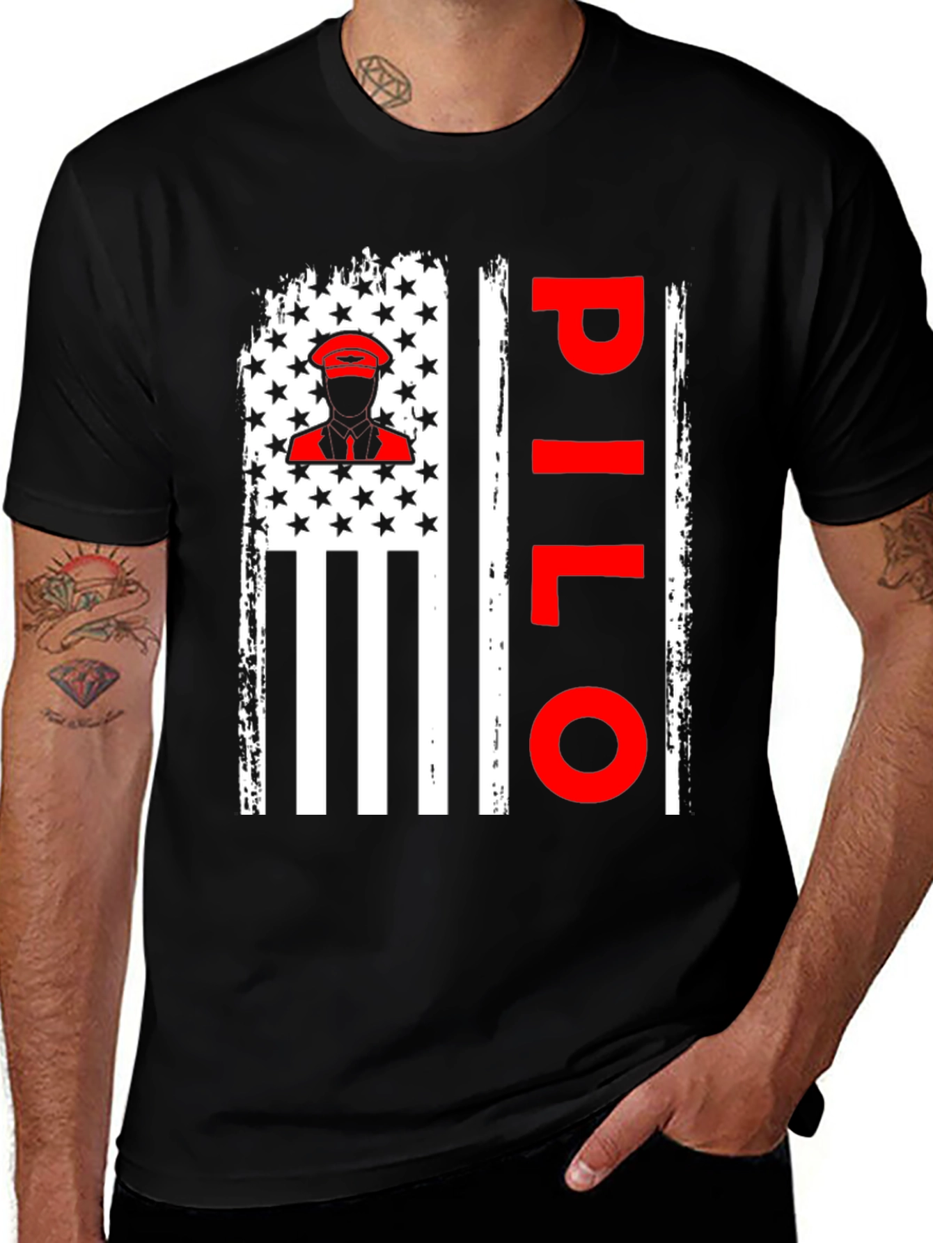 Pilot American Flag Graphic Tee