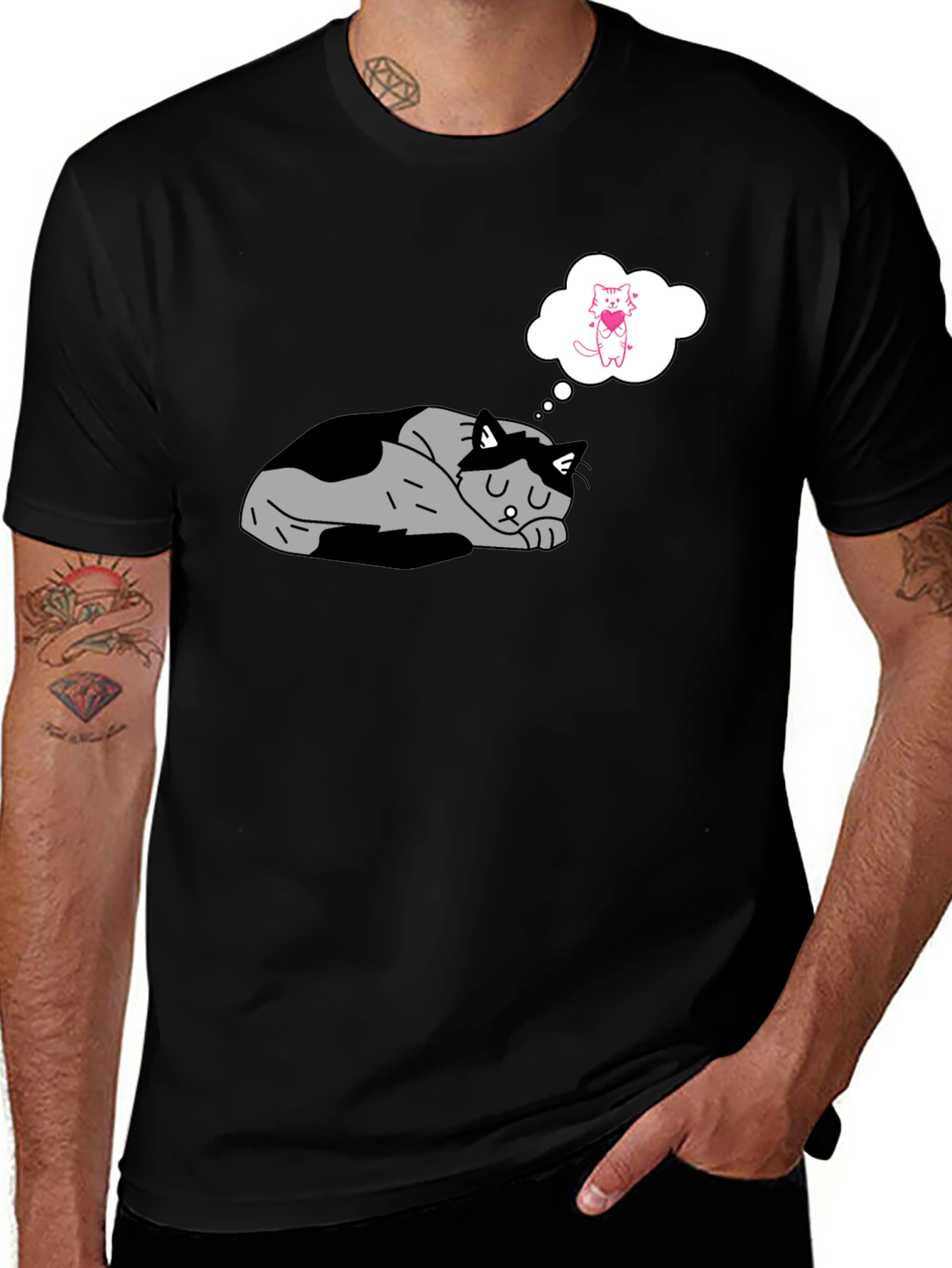 Variant 19 of Dreaming Cat T-Shirt - Black