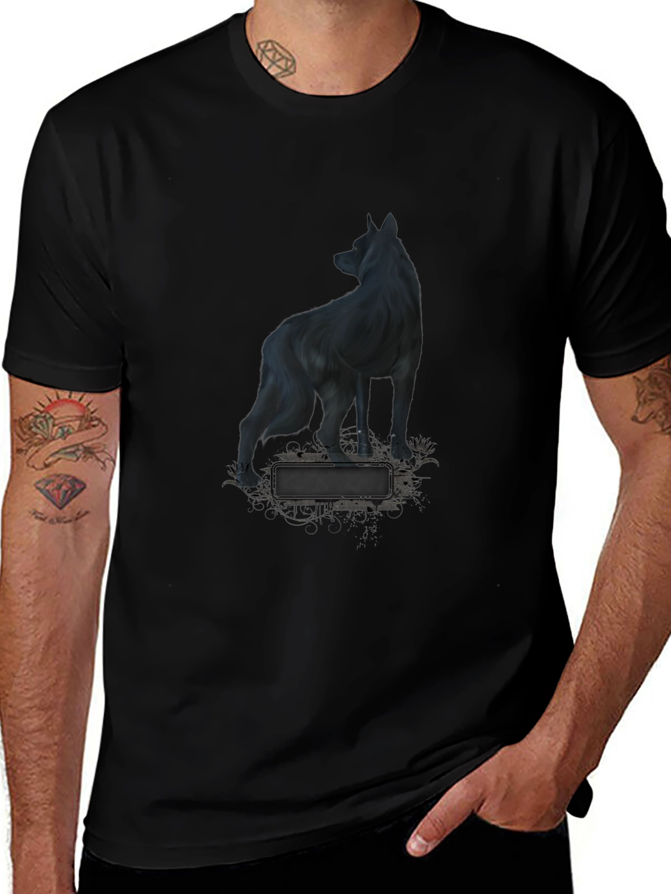 Variant 18 of Wolf Graphic Print Black T-Shirt