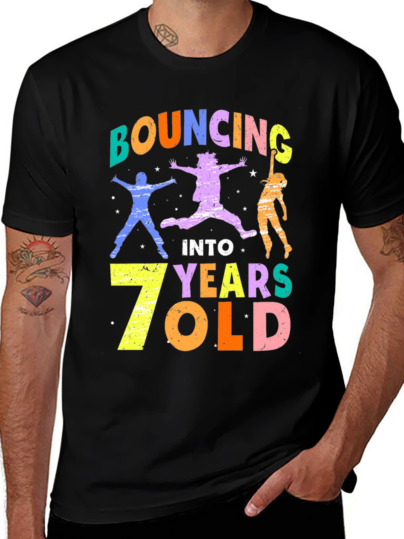 Bouncing Into 7 Years Old Birthday T-Shirt