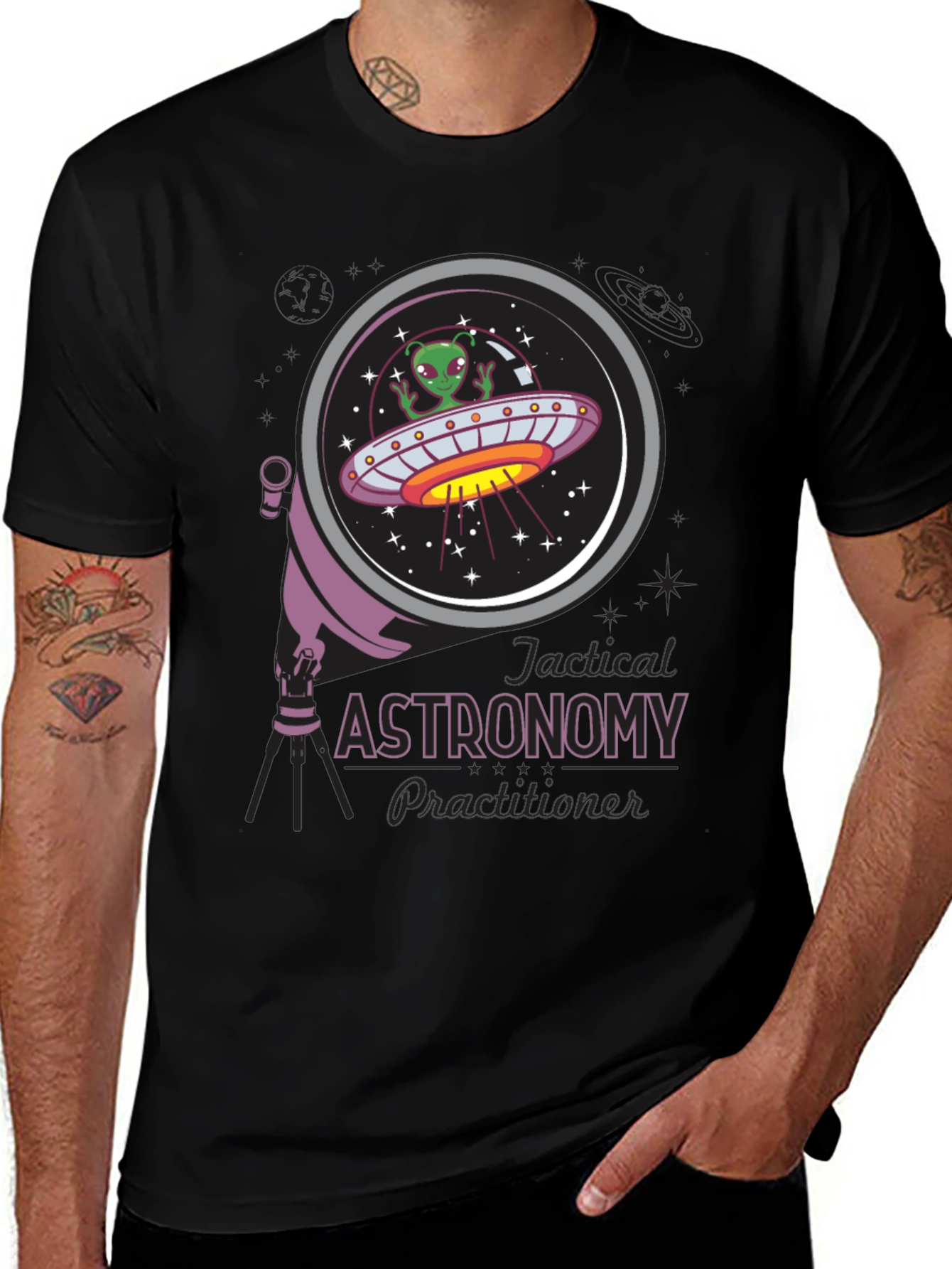 Variant 23 of Tactical Astronomy Practitioner UFO Alien T-Shirt
