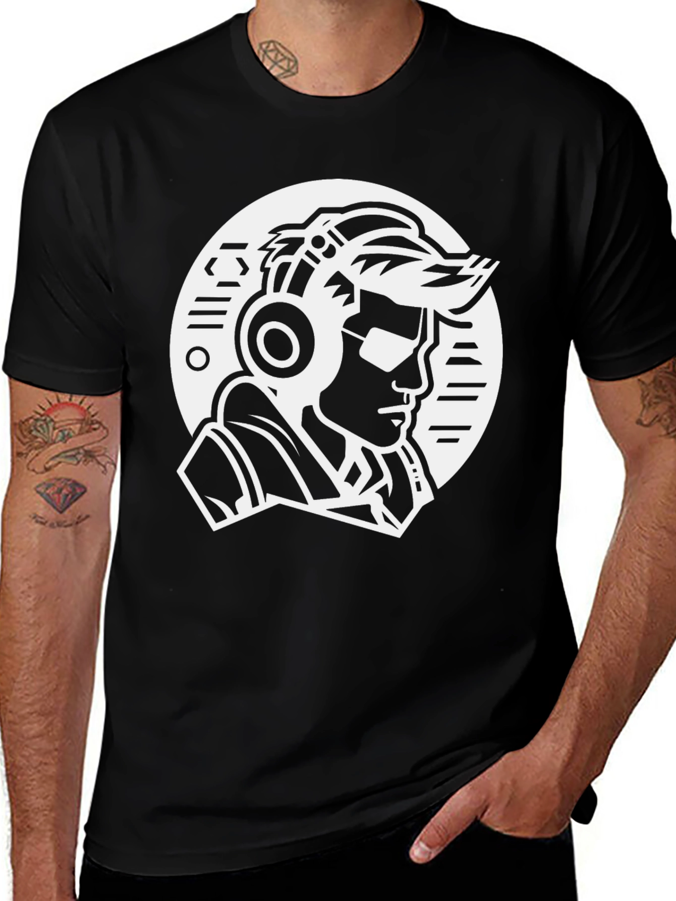Variant 5 of Cool DJ Graphic Tee - Black Unisex T-Shirt