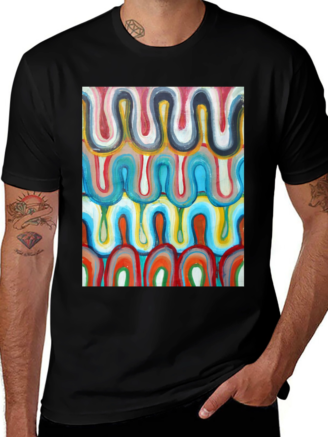Variant 29 of Abstract Graphic Print Black T-Shirt
