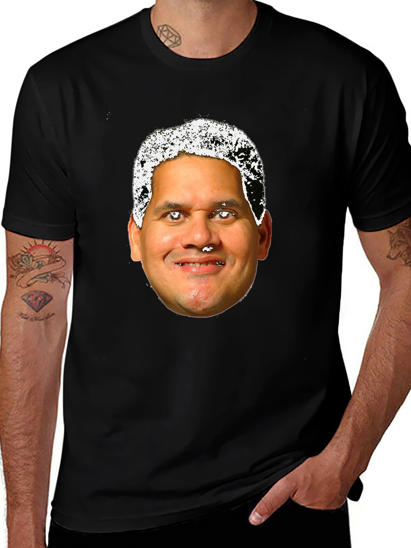 Variant 24 of Novelty Black T-Shirt with Face Design