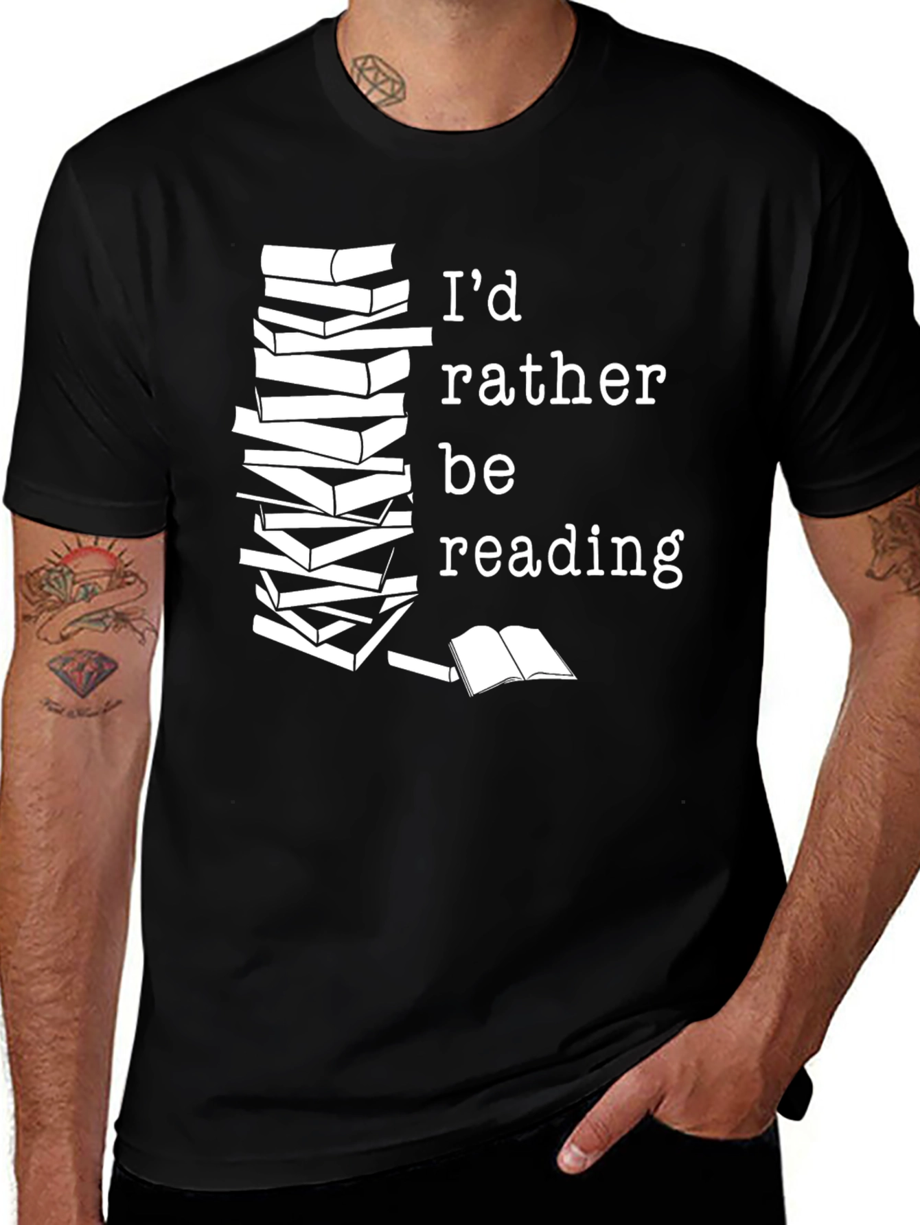 Variant 16 of I'd Rather Be Reading Black T-Shirt