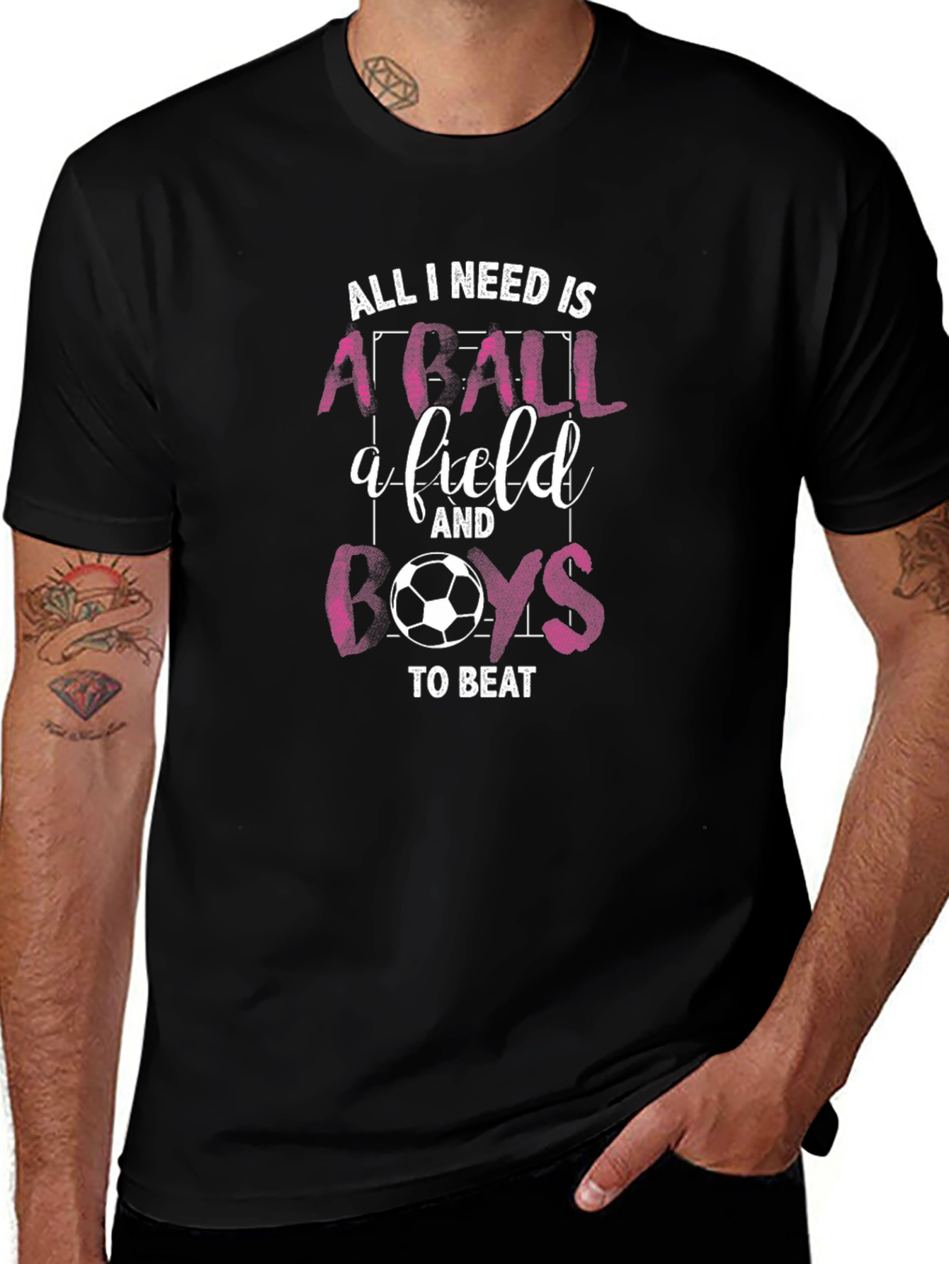 Variant 3 of Soccer Girl Power T-Shirt: All I Need is a Ball and Boys to Beat!