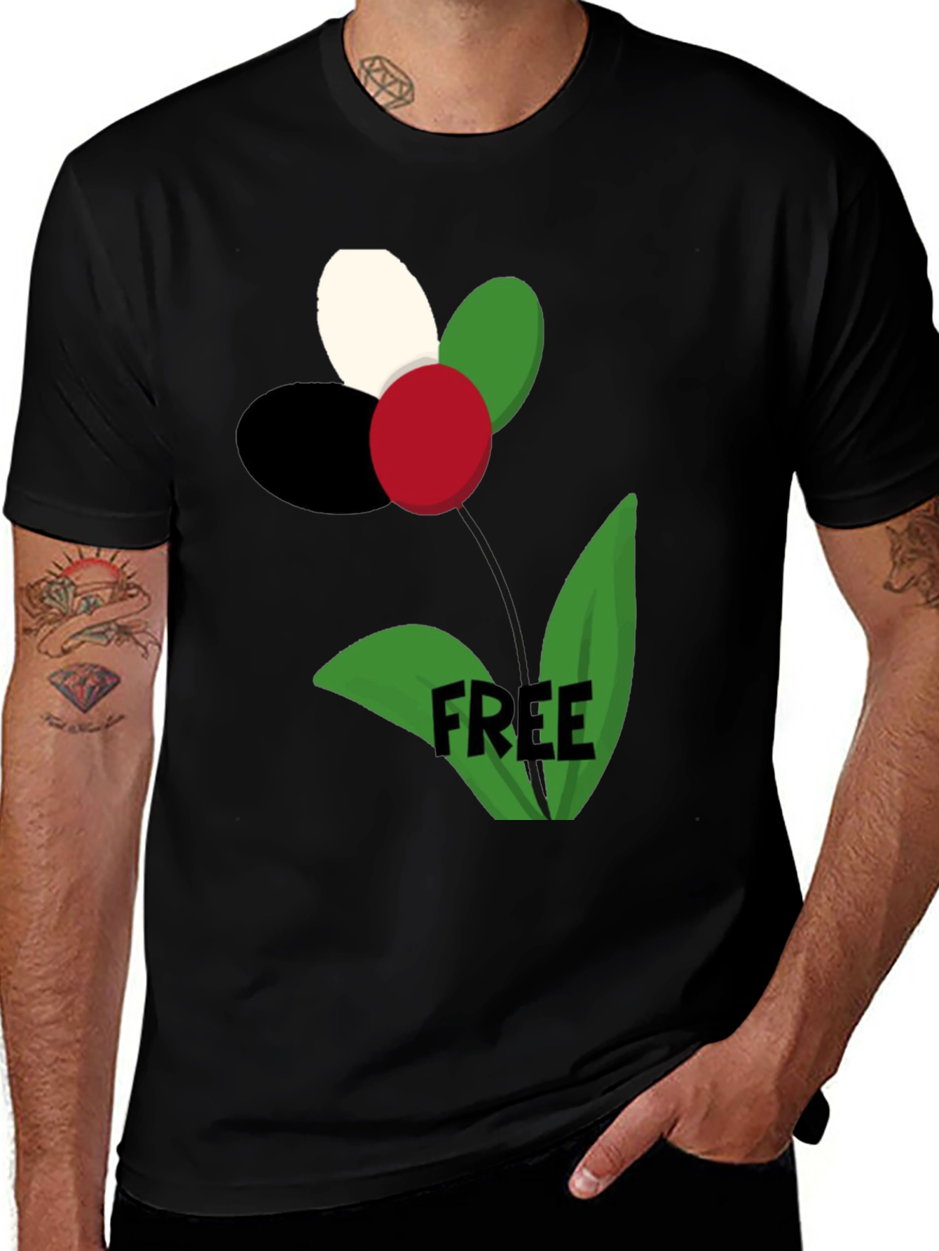 Variant 27 of Political Flower Free Palestine T-Shirt