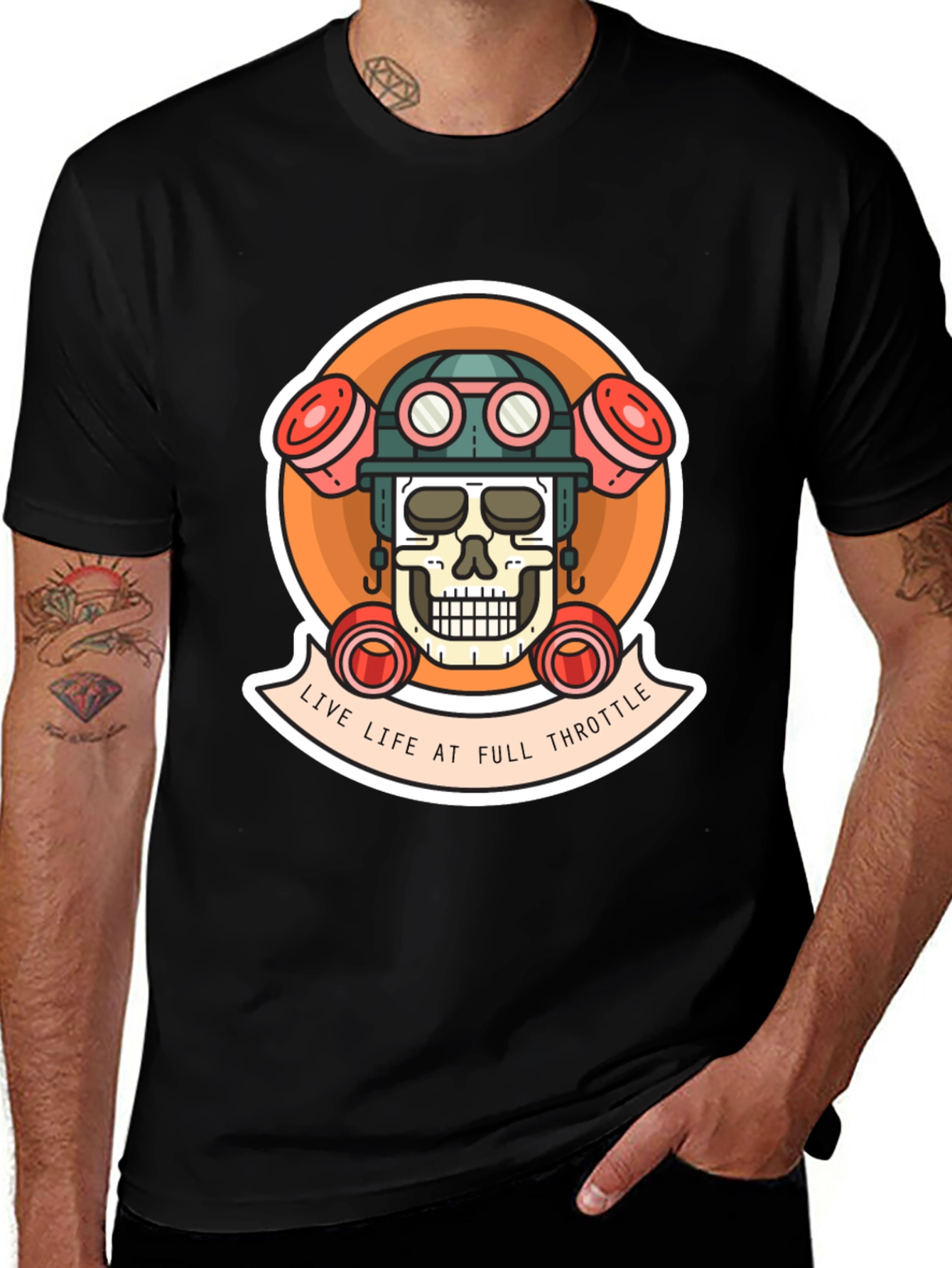 Variant 15 of Live Life at Full Throttle Skull T-Shirt