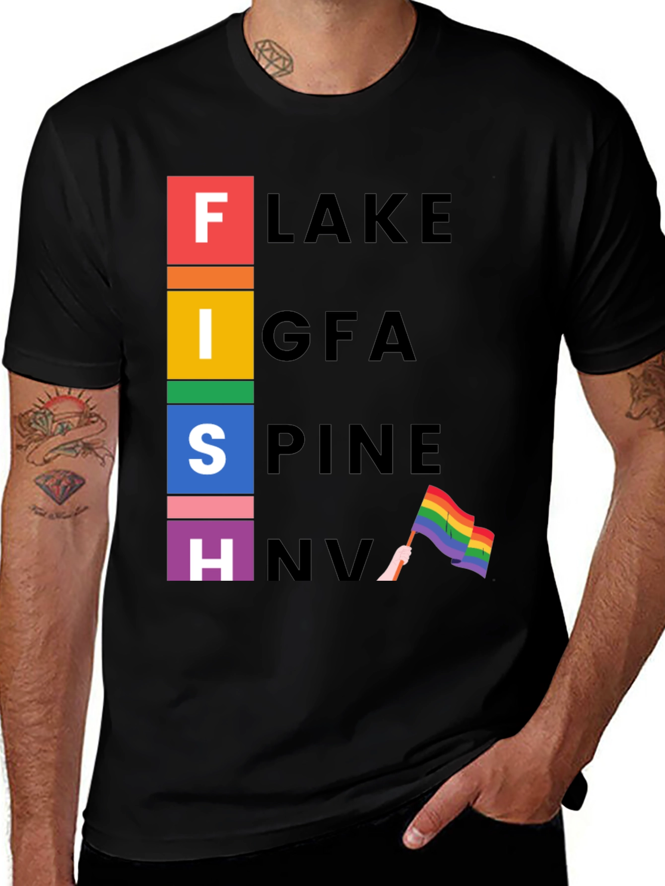 LGBTQ+ Pride FISH Tee - Rainbow Flag Graphic T-Shirt