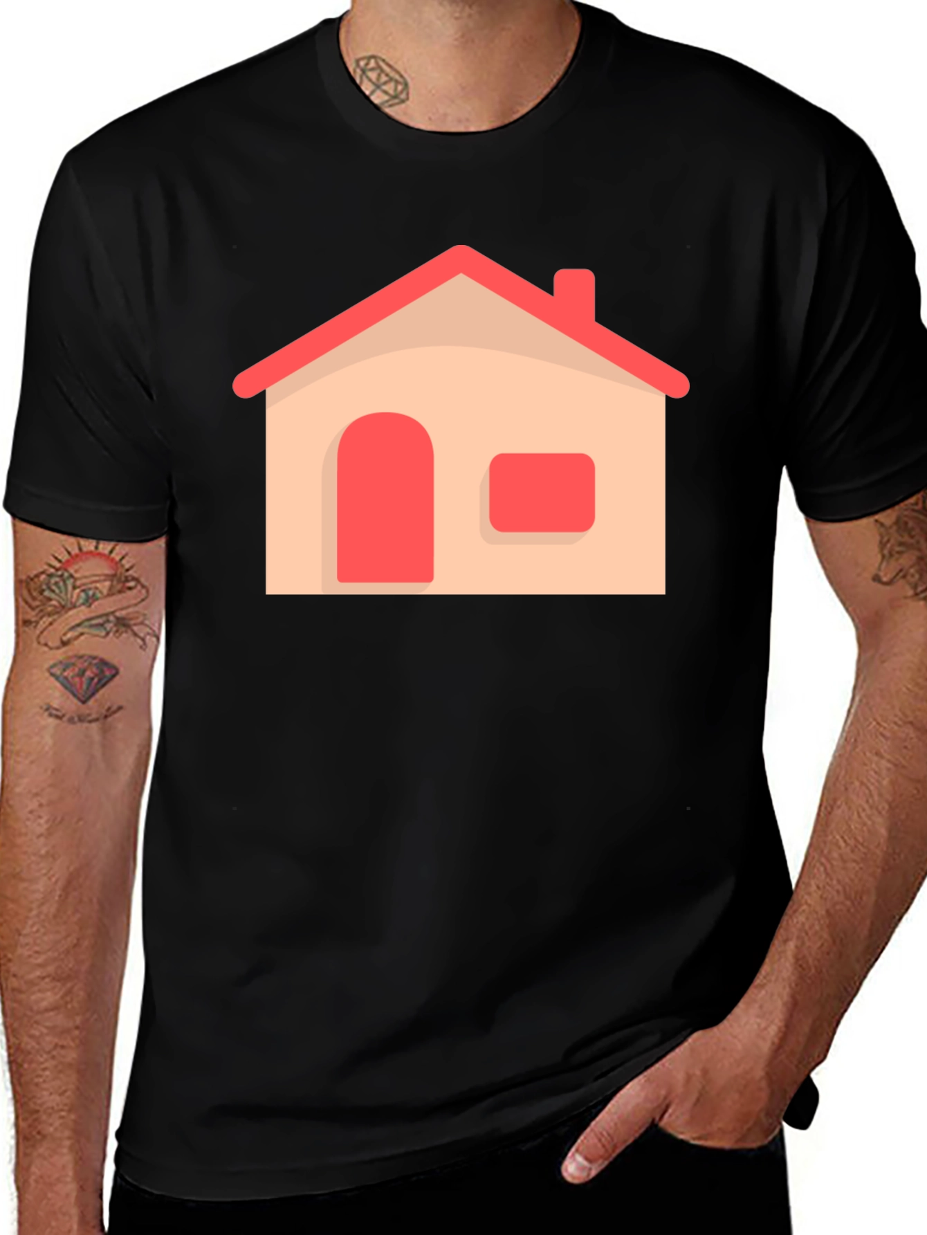 Variant 10 of House Graphic Black T-Shirt | Comfort & Style