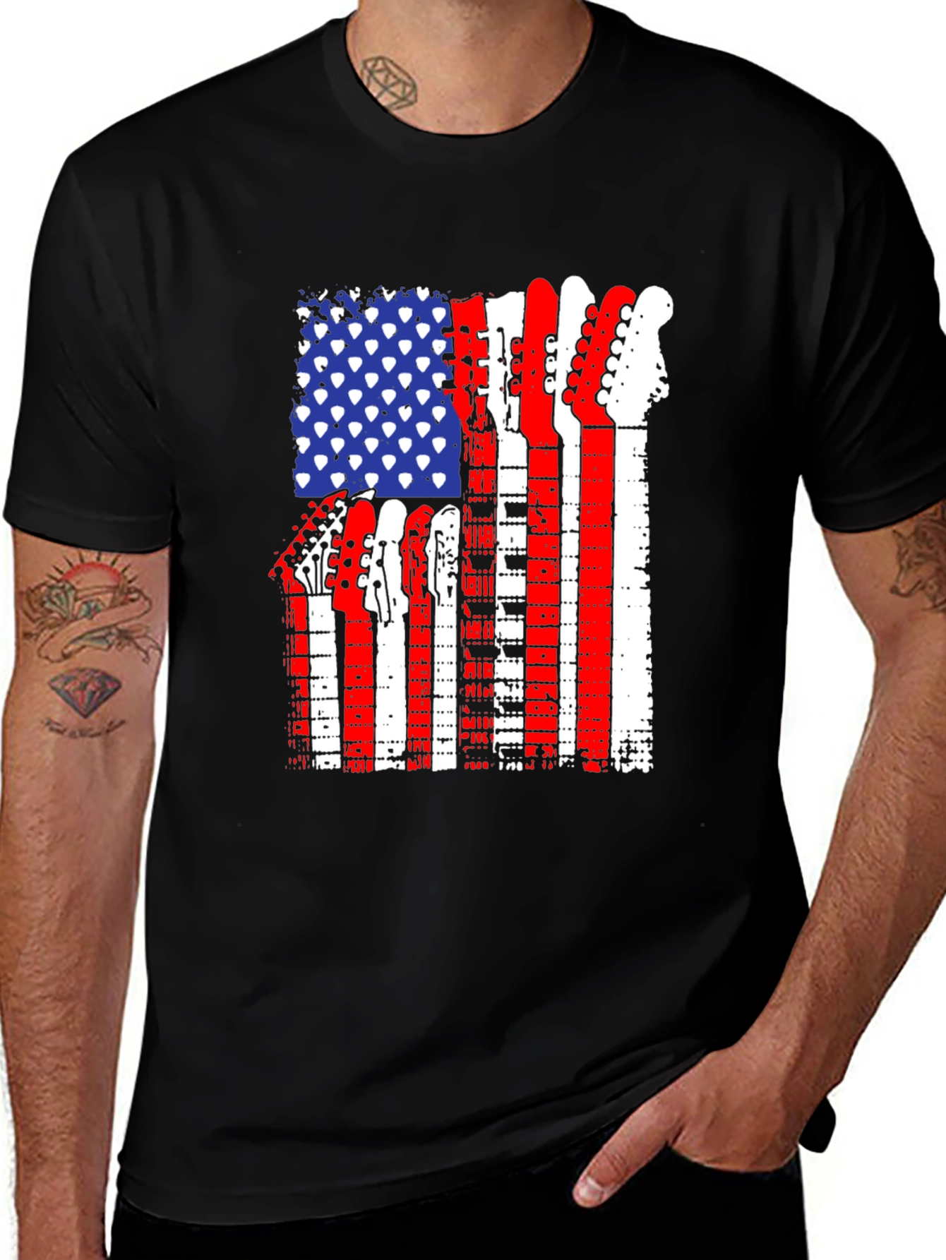 Variant 15 of American Flag Guitar T-Shirt