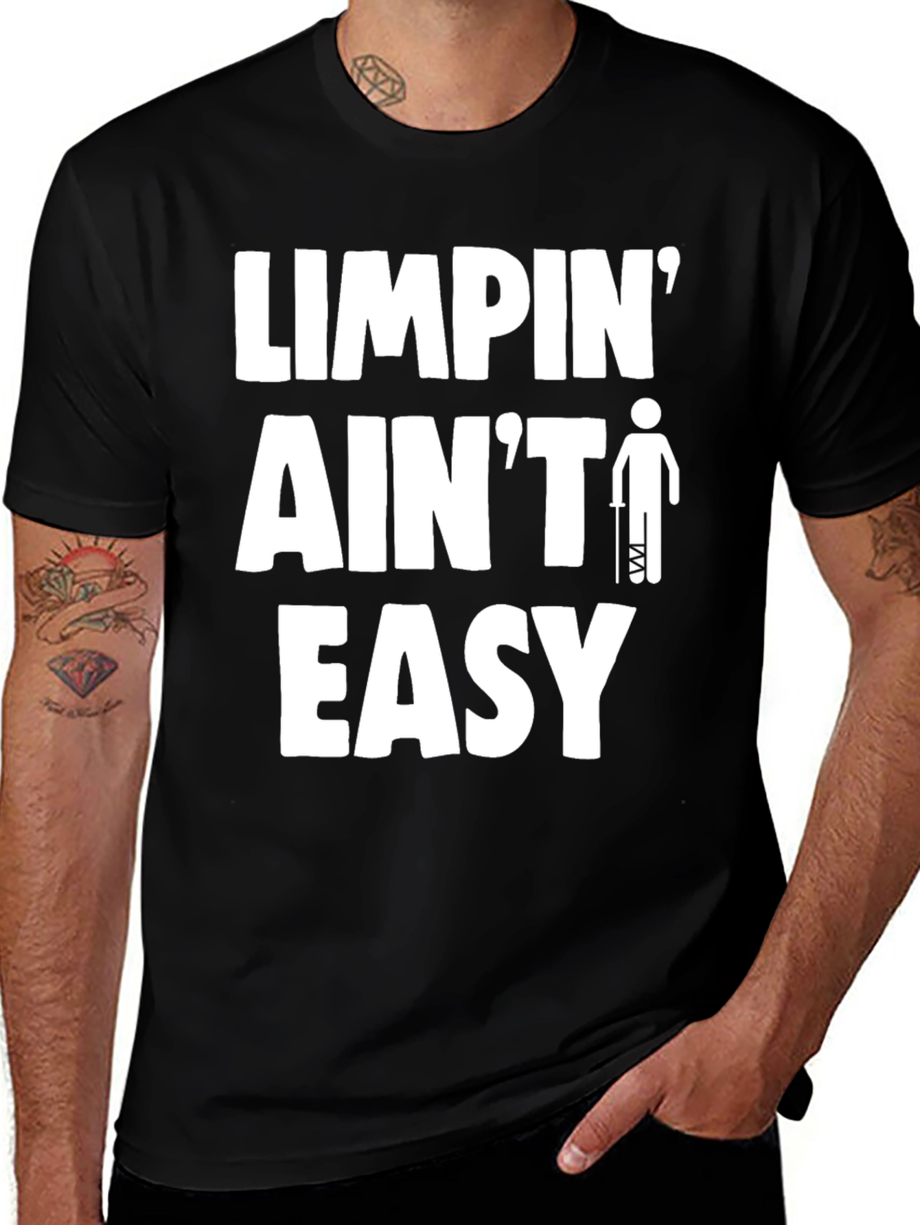 Variant 3 of Limpin' Ain't Easy T-Shirt - Funny Injury Recovery Tee