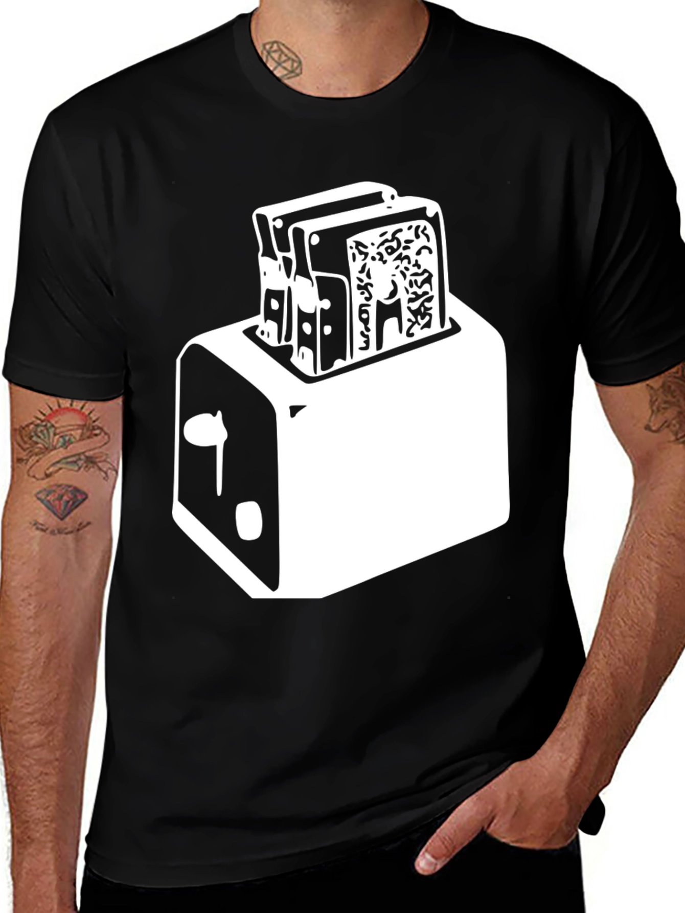 Variant 27 of Toaster Graphic Tee - Crisp Black Cotton Blend