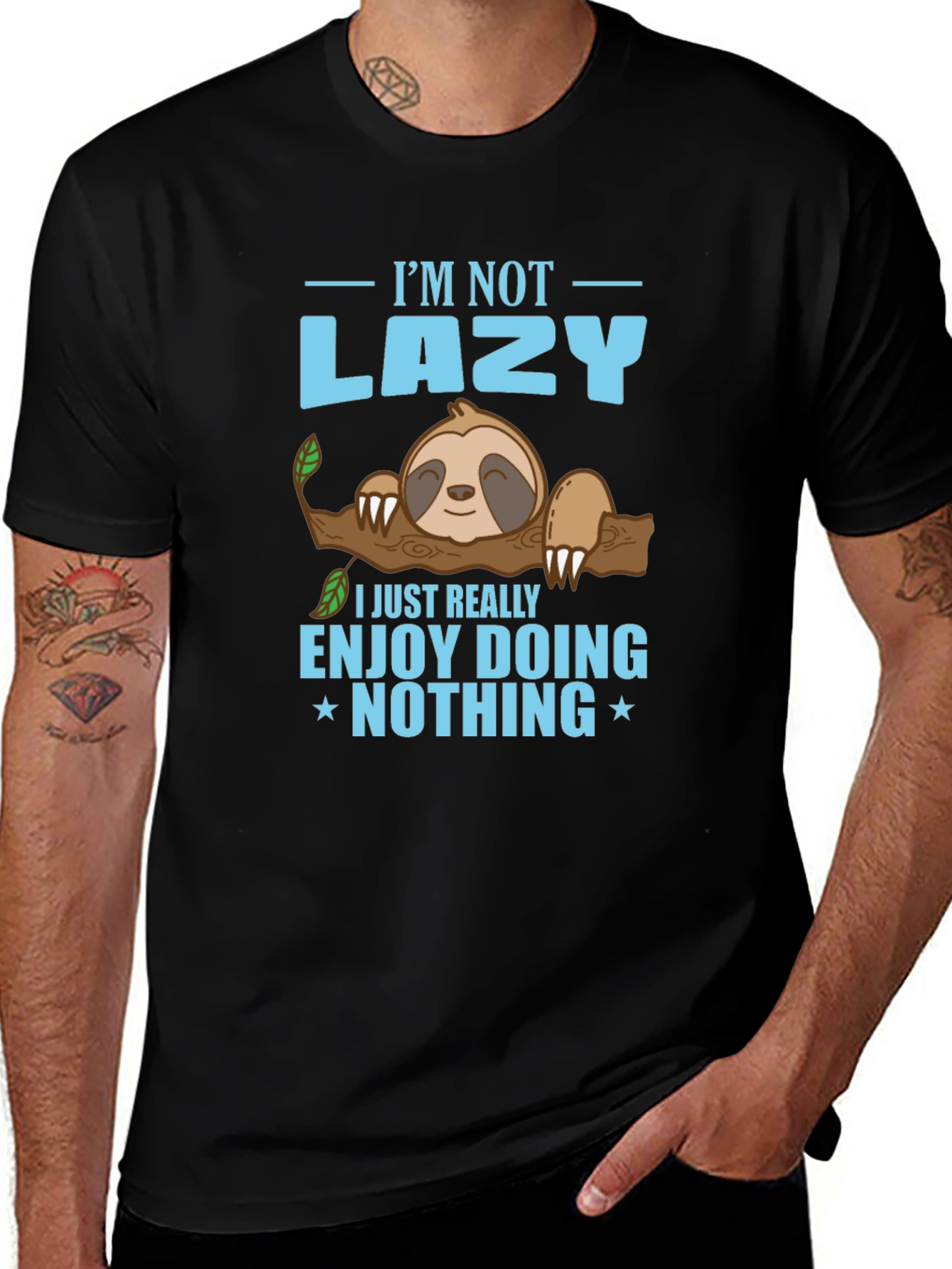 Variant 16 of Lazy Sloth Graphic Tee - Relaxed Fit Men's T-Shirt