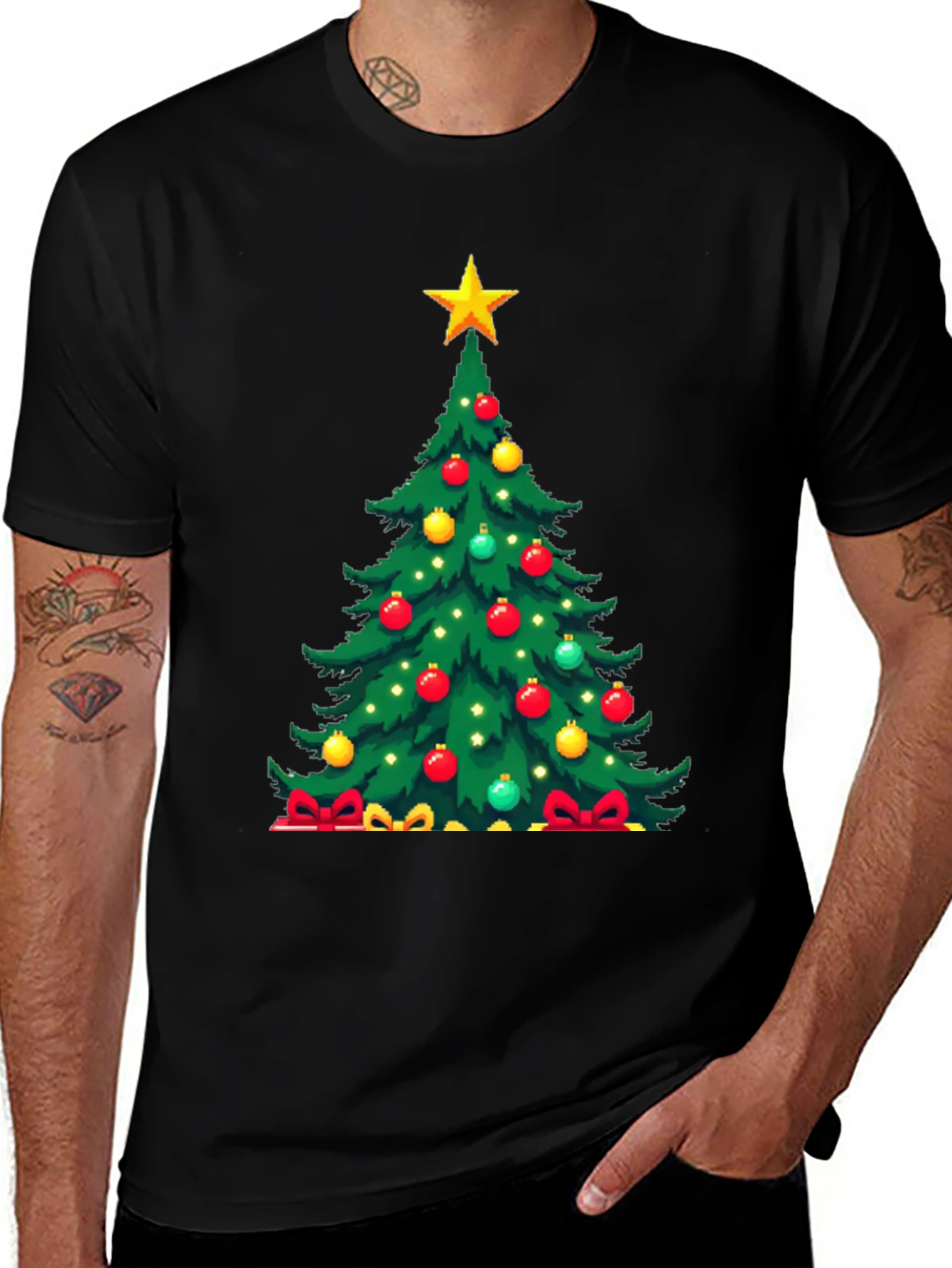 Festive Christmas Tree Graphic Tee - Holiday Cheer